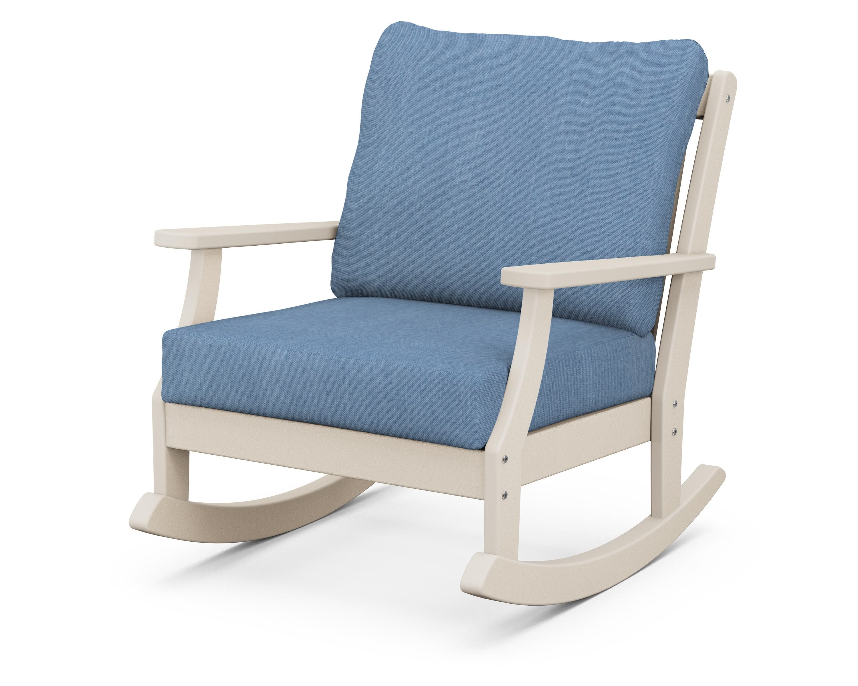 Braxton Deep Seating Rocking Chair in Sand / Sky Blue