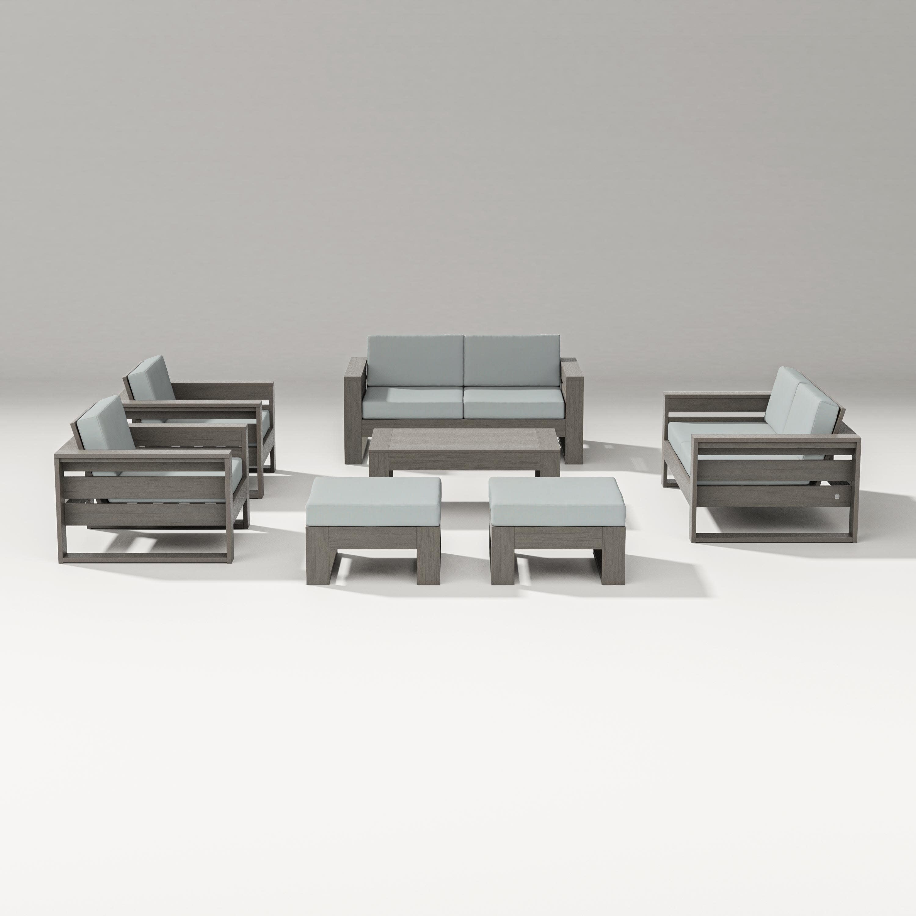 Latitude 7-Piece Lounge Loveseat Set in Driftwood / Spa