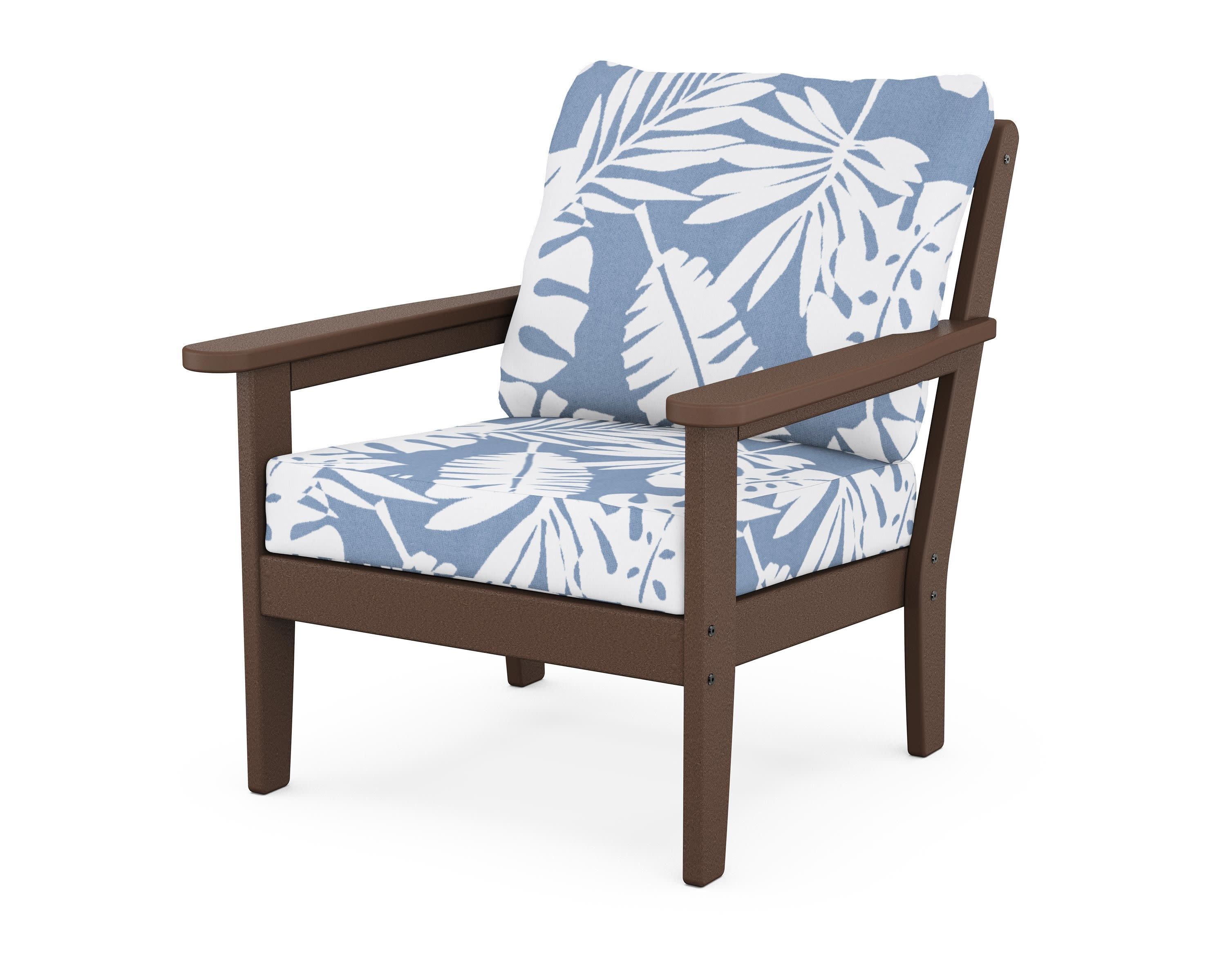 Cottage Deep Seating Chair in Mahogany / Leaf Sky Blue