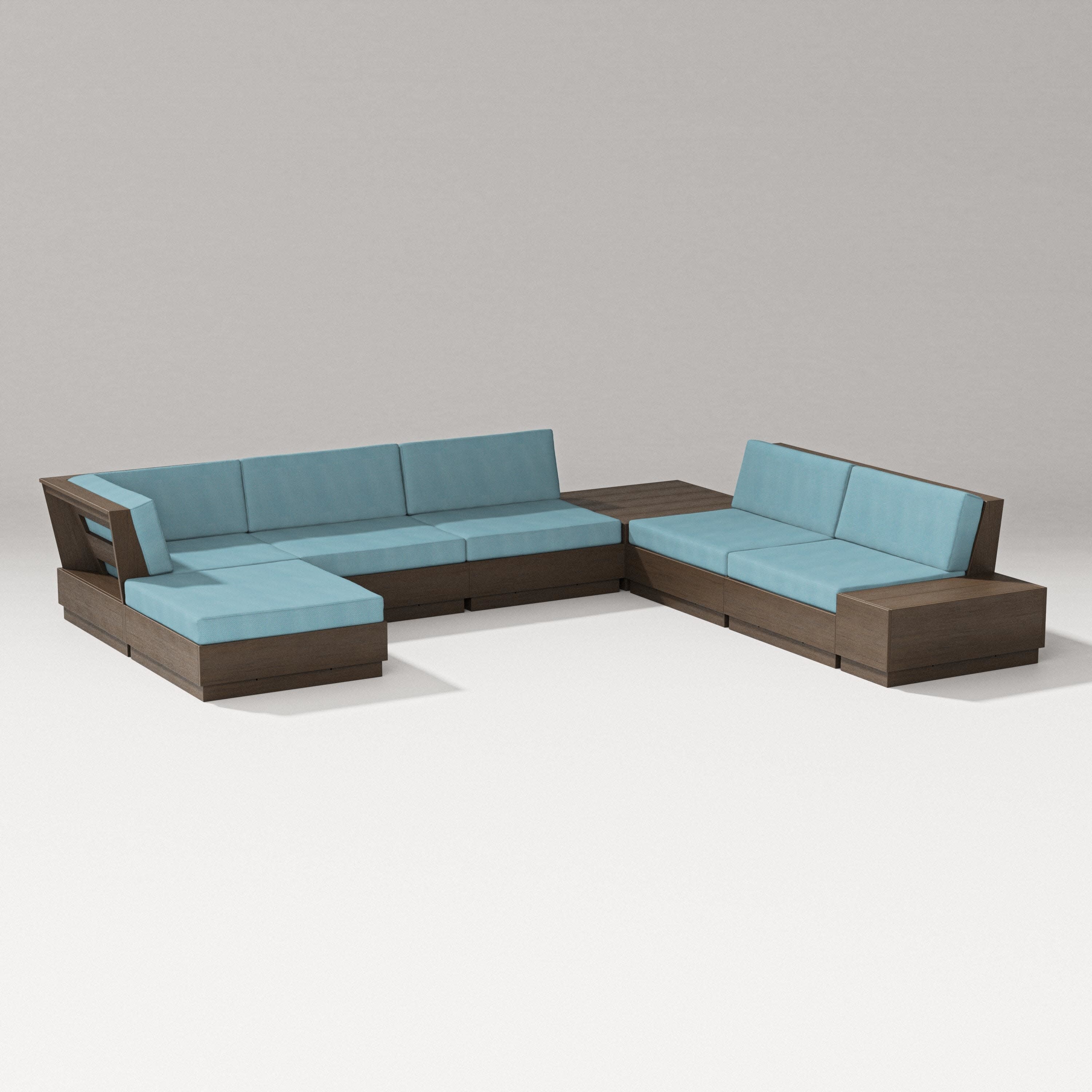 Elevate 8-Piece Corner Sectional in Kona / Lattice Sky Blue