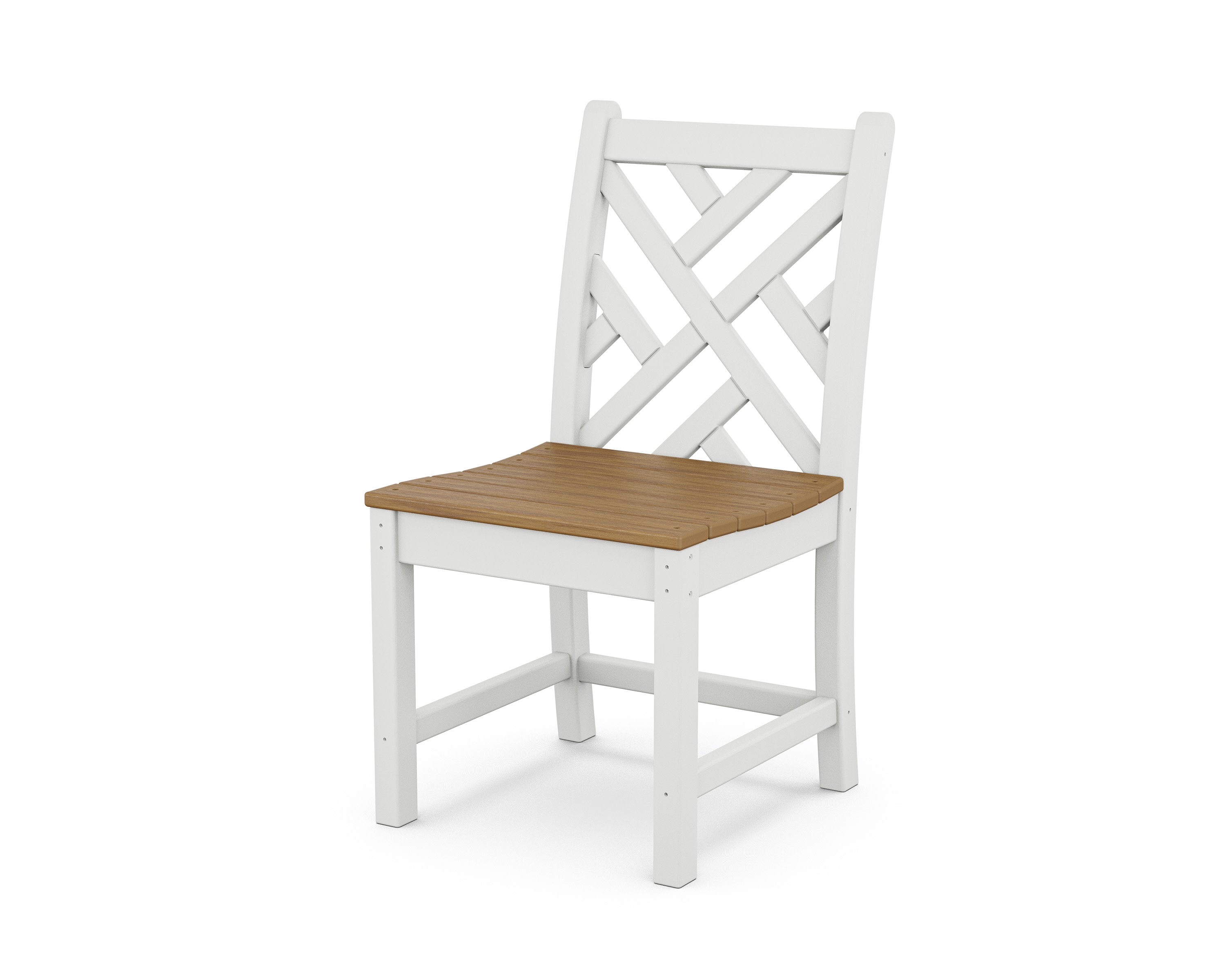 Chippendale Dining Side Chair in White / Natural