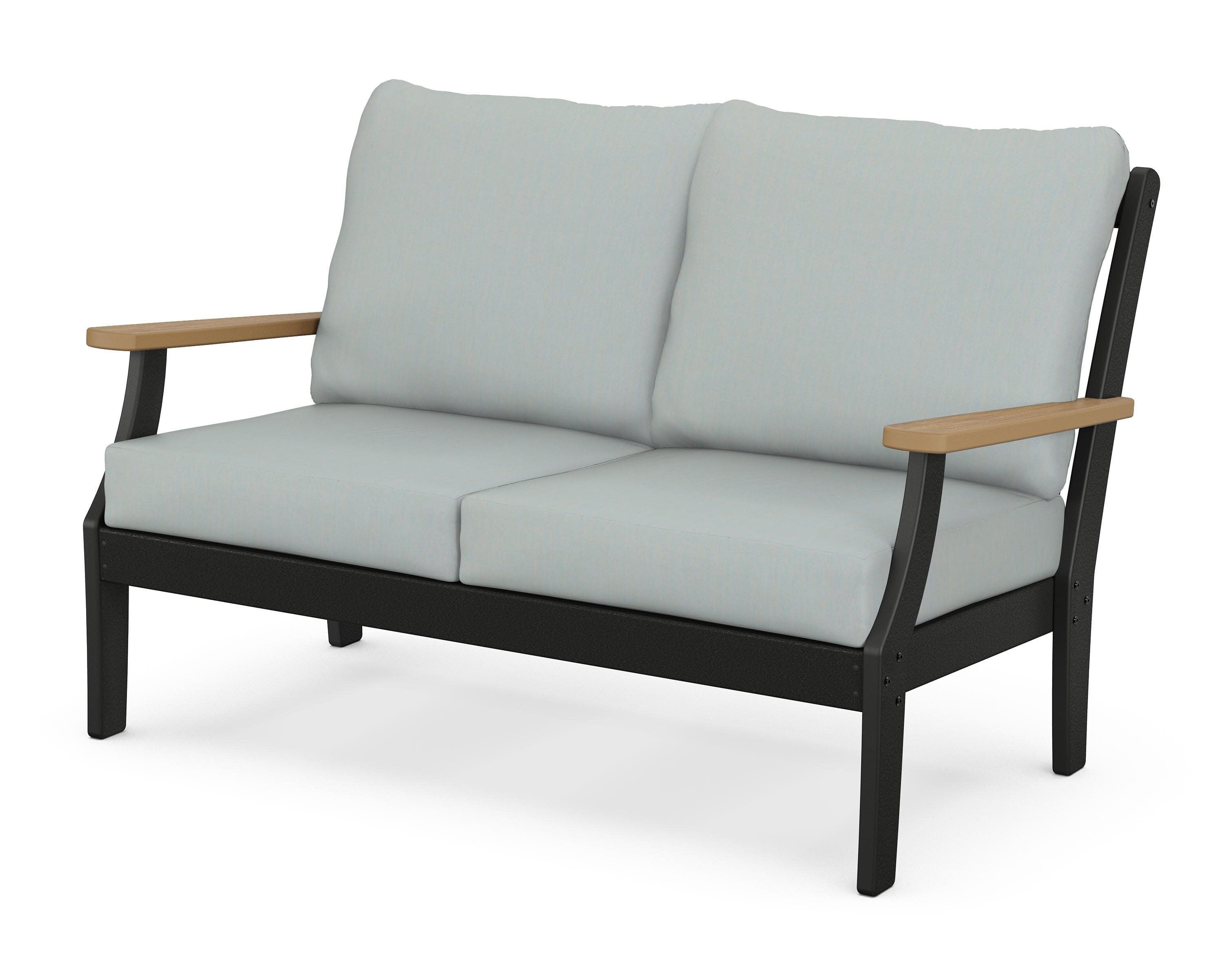 Braxton Deep Seating Loveseat in Black / Natural / Spa