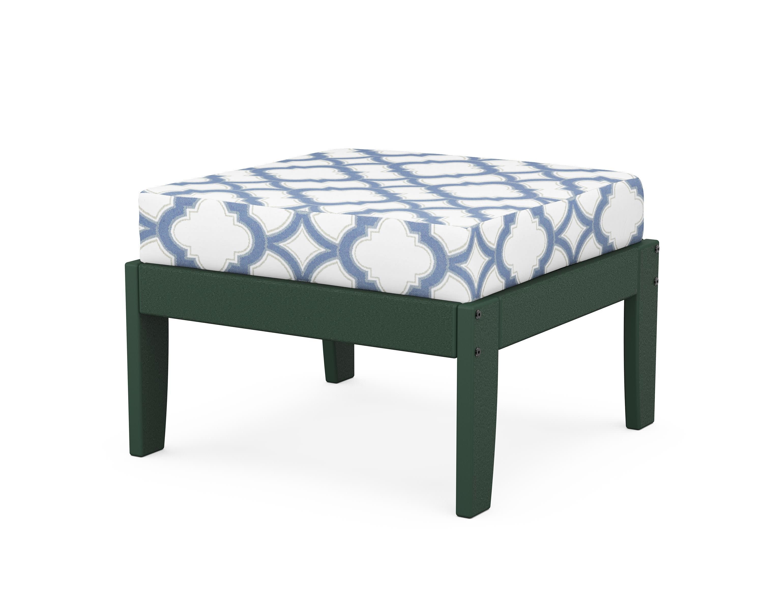 Modular Ottoman - Classic in Green / Trellis Sky Blue