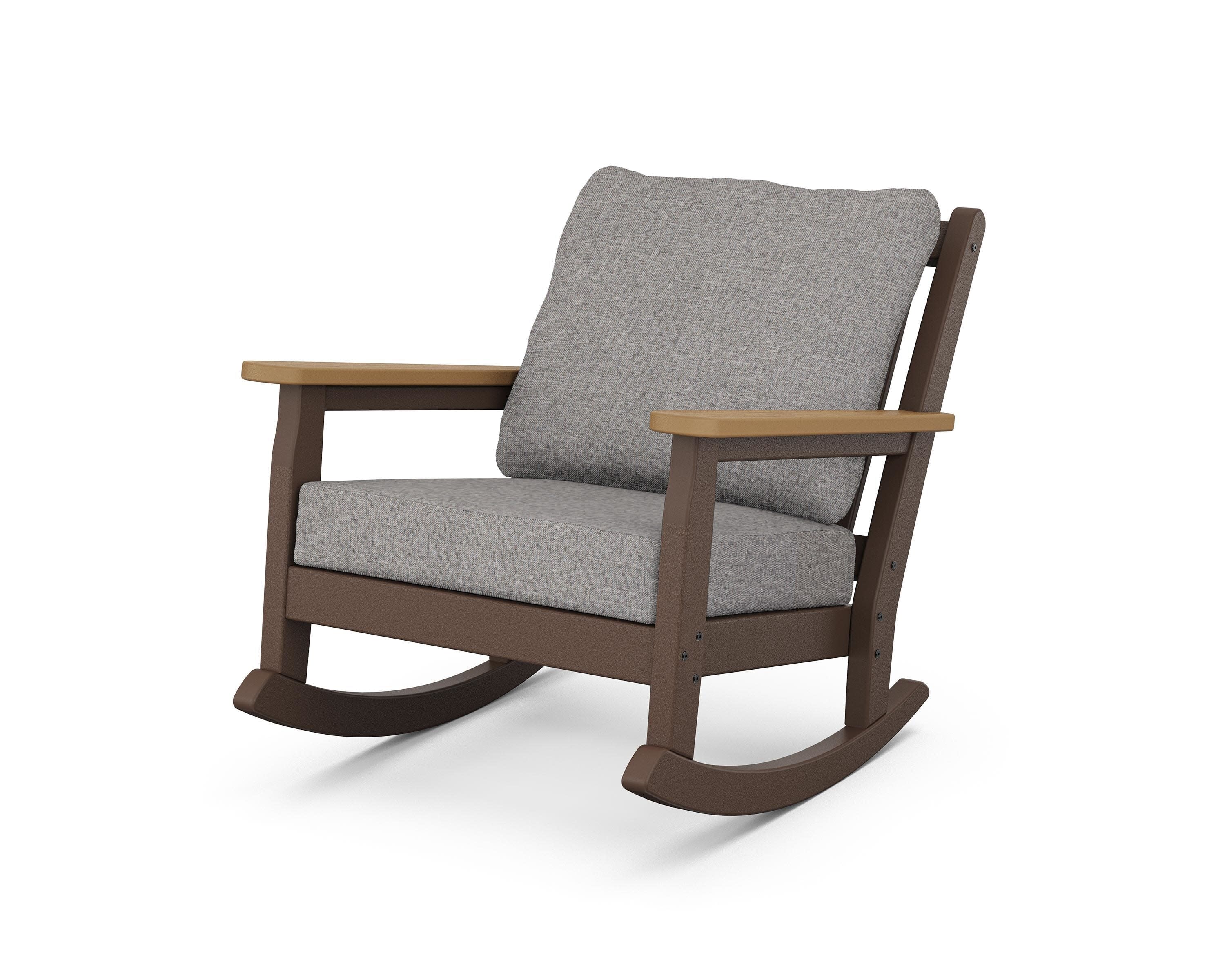 Chippendale Deep Seating Rocking Chair in Mahogany / Natural / Grey Mist