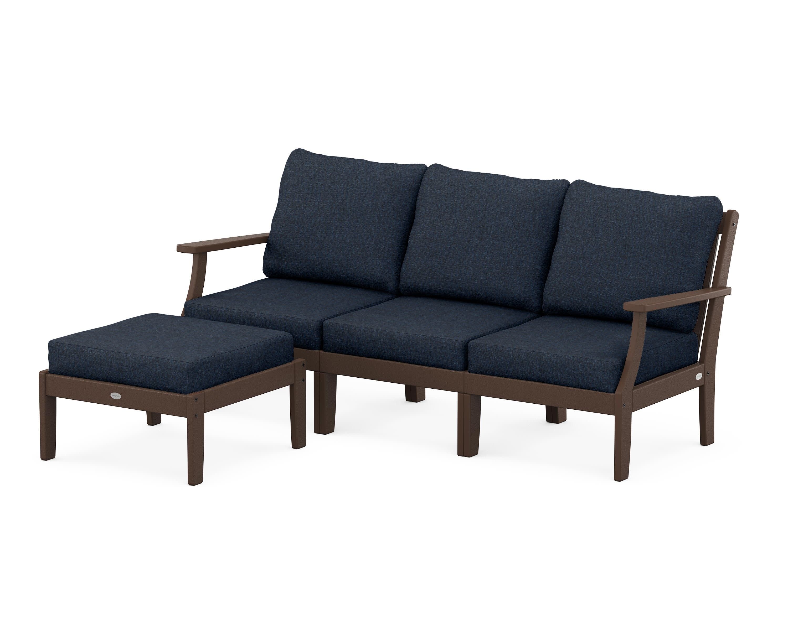 Braxton Modular 4-Piece Deep Seating Set with Ottoman in Mahogany / Marine Indigo