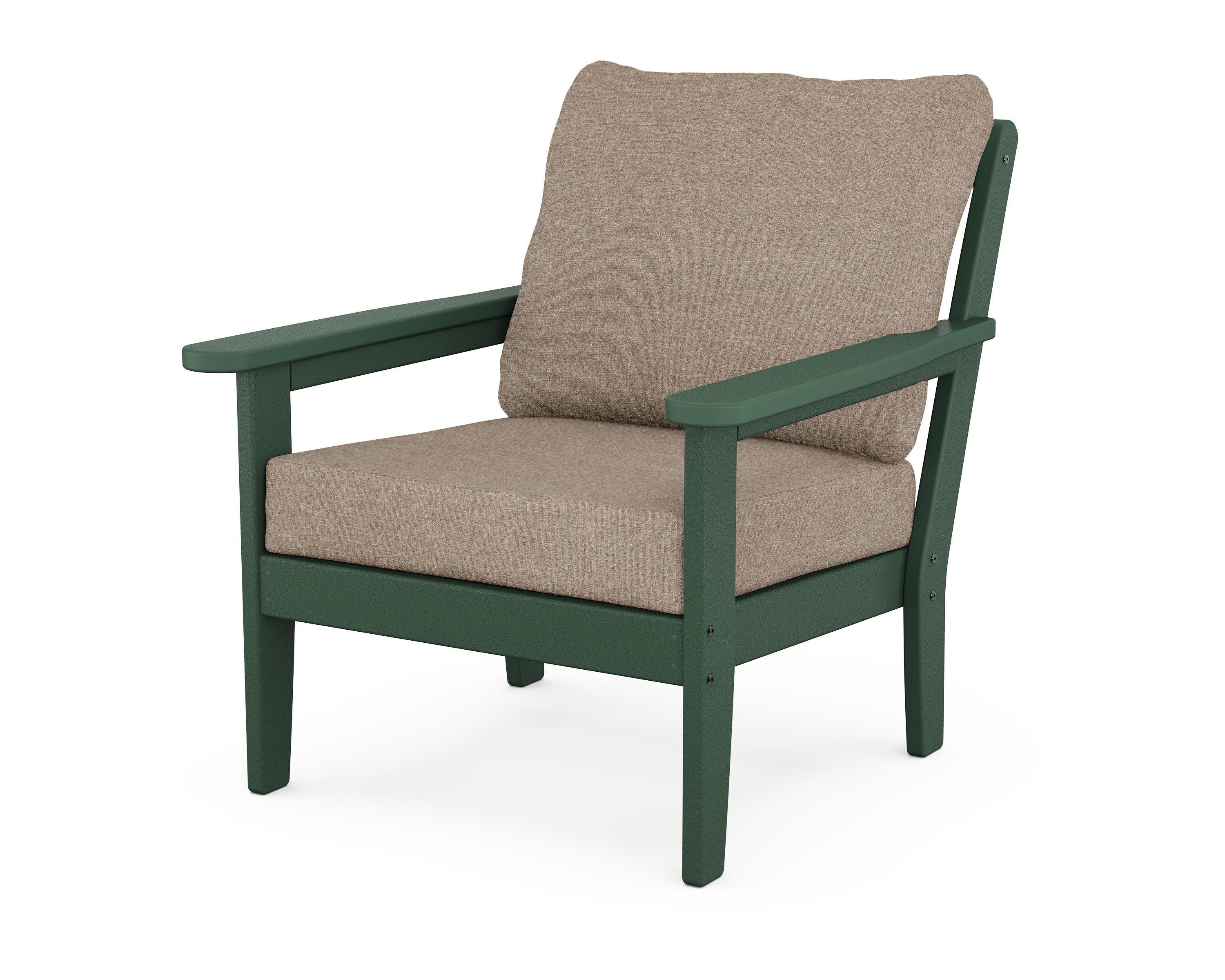 Cottage Deep Seating Chair in Green / Spiced Burlap