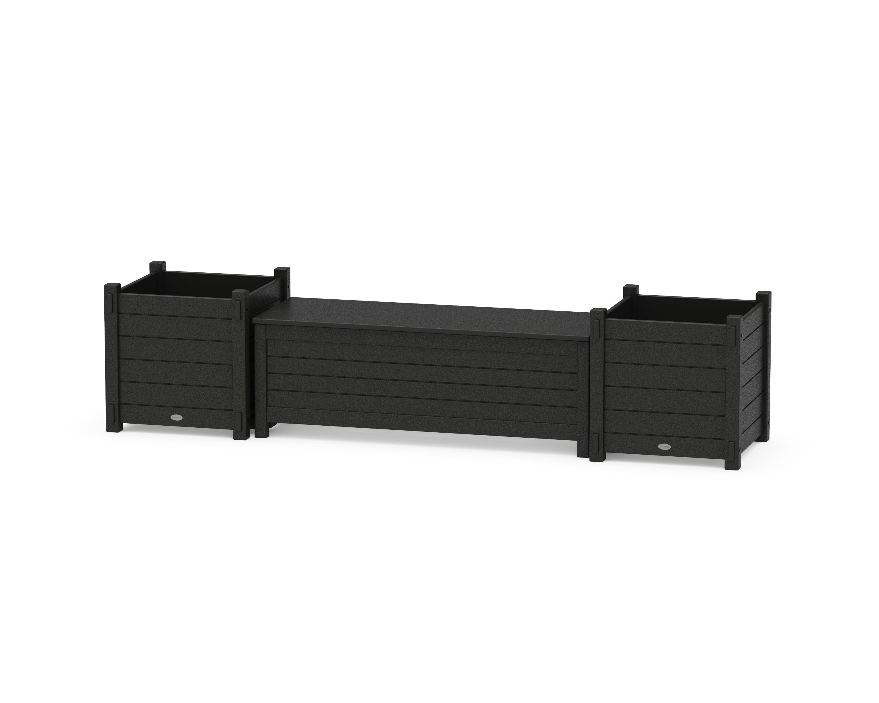 48" Nautical Straight Planter Storage Bench Set- Large in Black