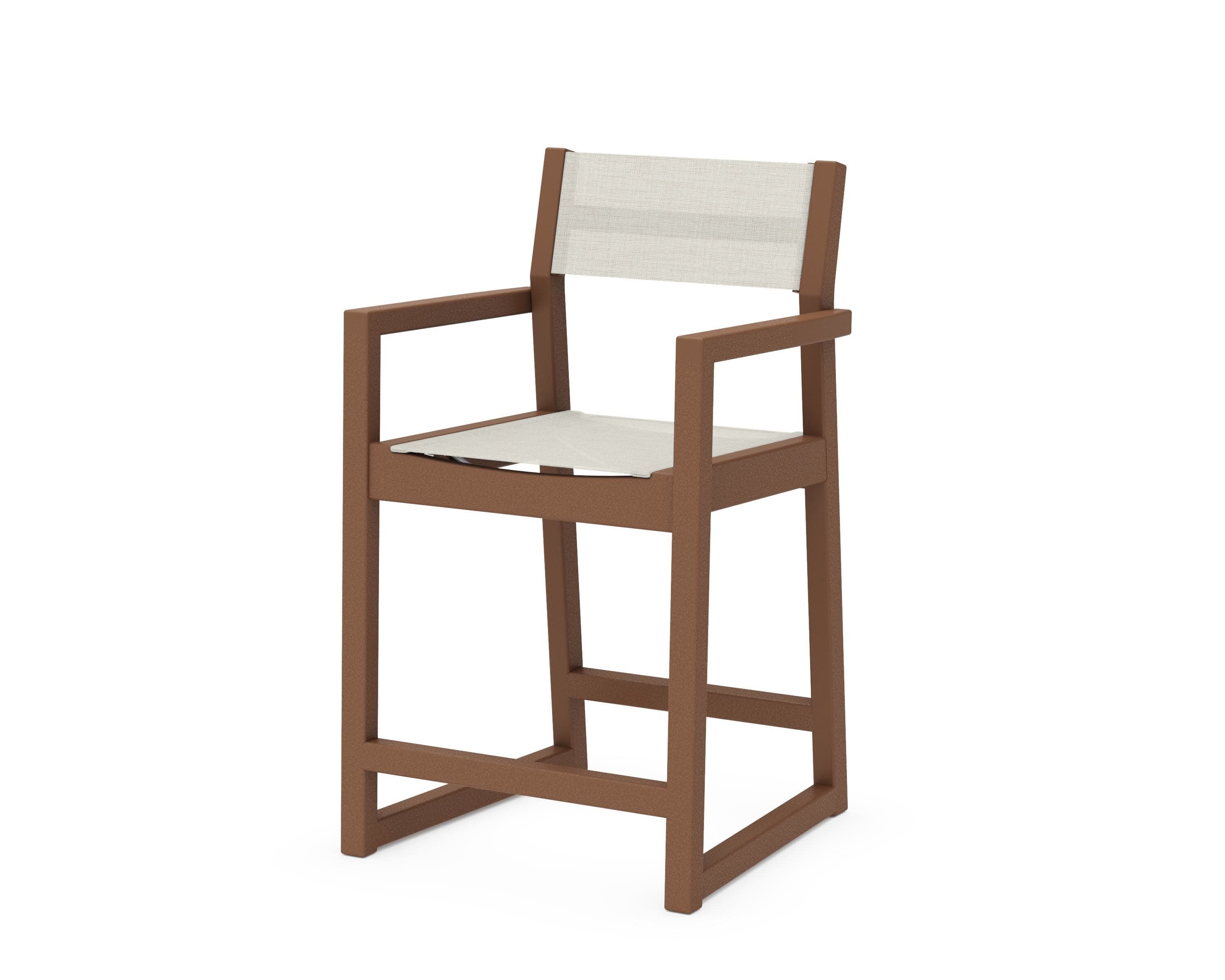EDGE Sling Counter Arm Chair in Teak / Parchment Sling