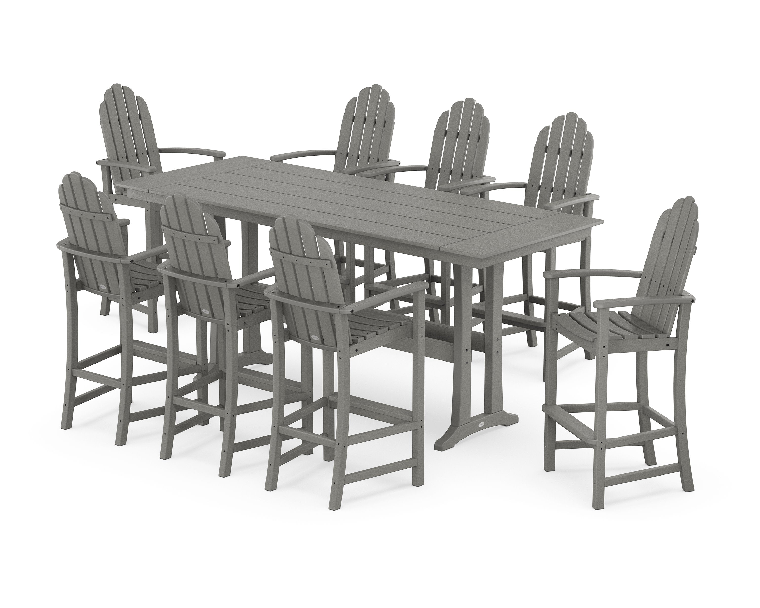 Classic Adirondack 9-Piece Farmhouse Bar Set with Trestle Legs in Slate Grey