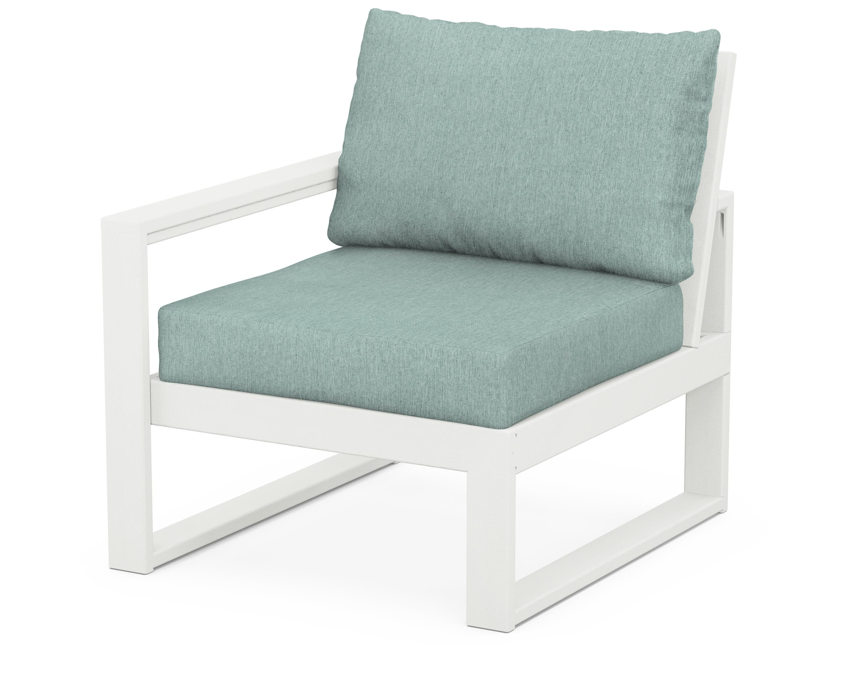EDGE Modular Left Arm Chair in Vintage White / Glacier Spa