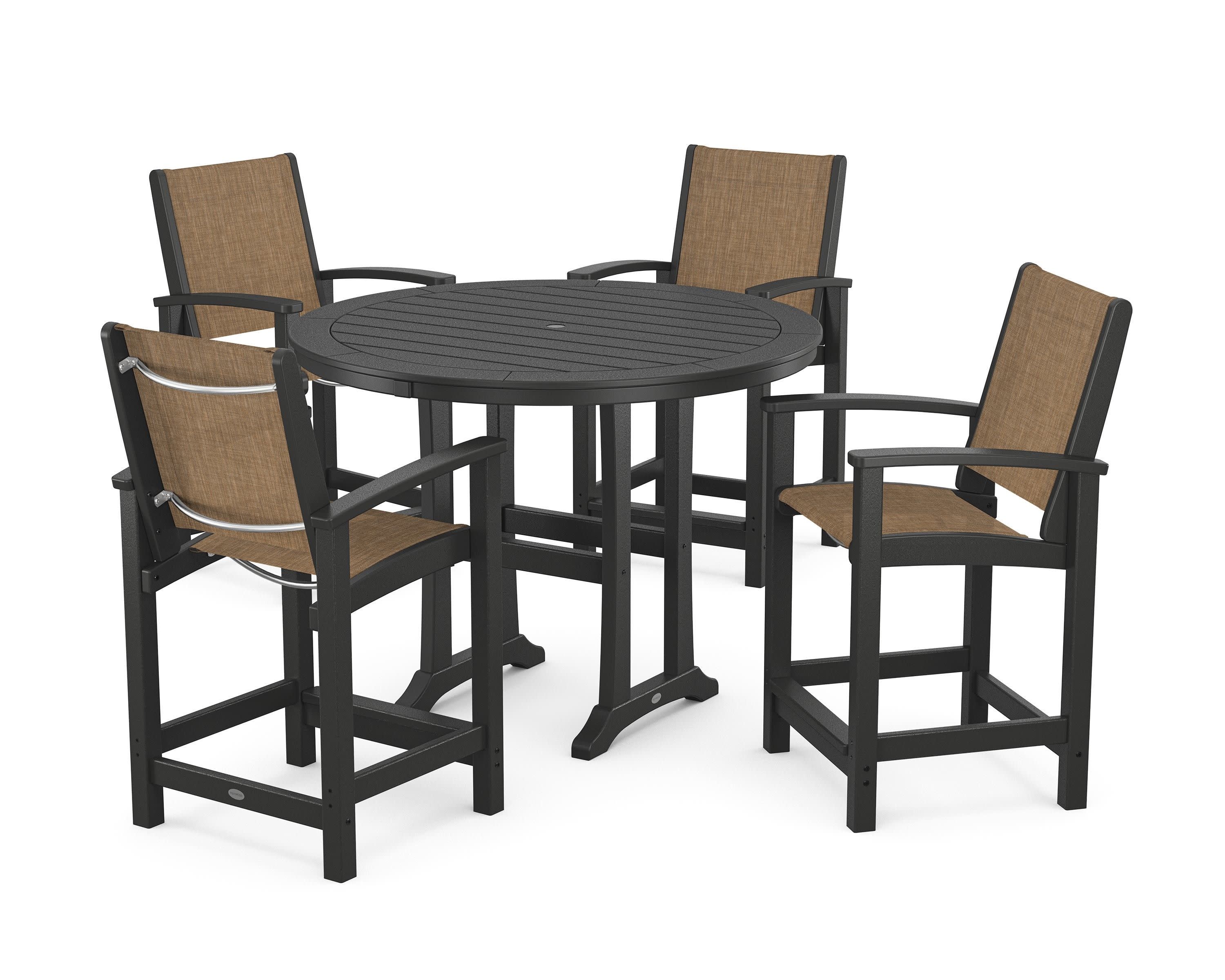 Coastal 5-Piece Counter Set in Black / Burlap Sling