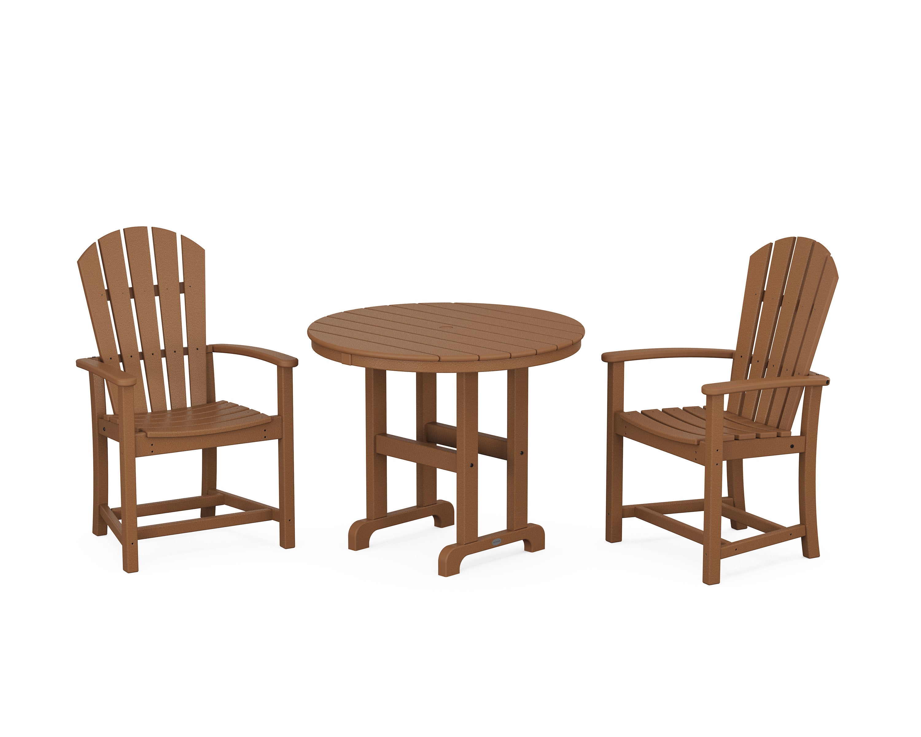 Palm Coast 3-Piece Round Farmhouse Dining Set in Teak