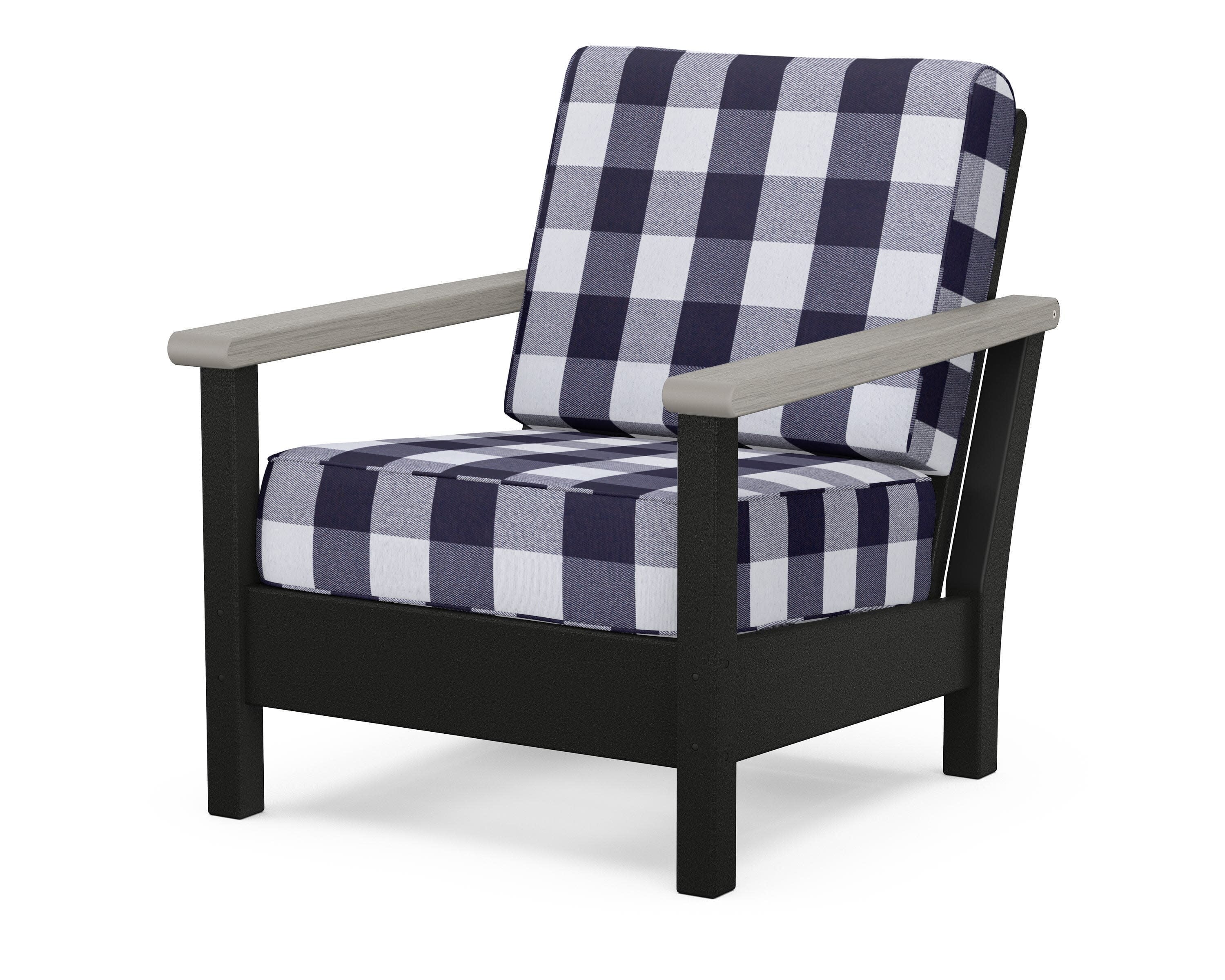 Harbour Deep Seating Chair in Black / Driftwood / Buffalo Plaid Navy