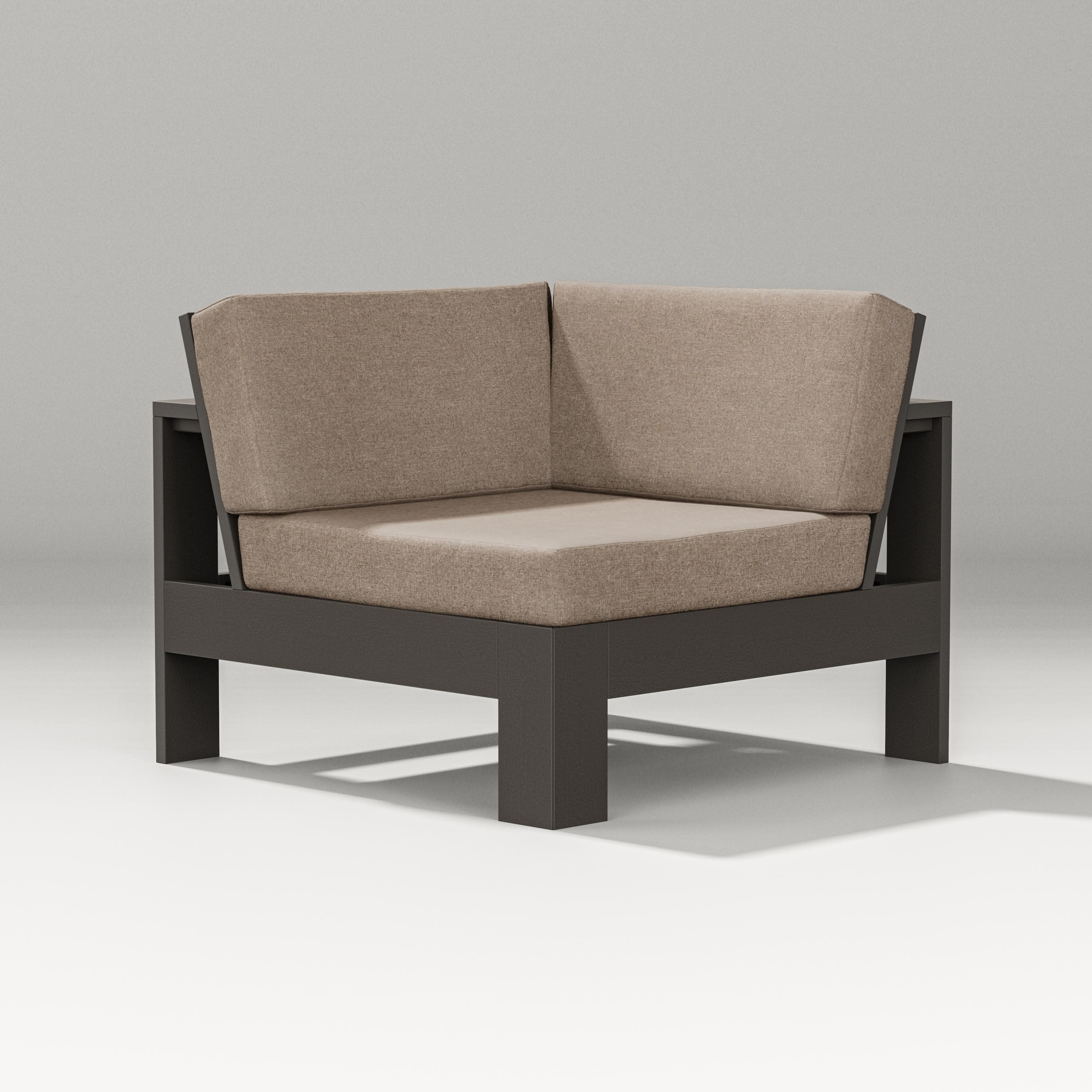 Latitude Modular Corner Chair in Vintage Coffee / Spiced Burlap