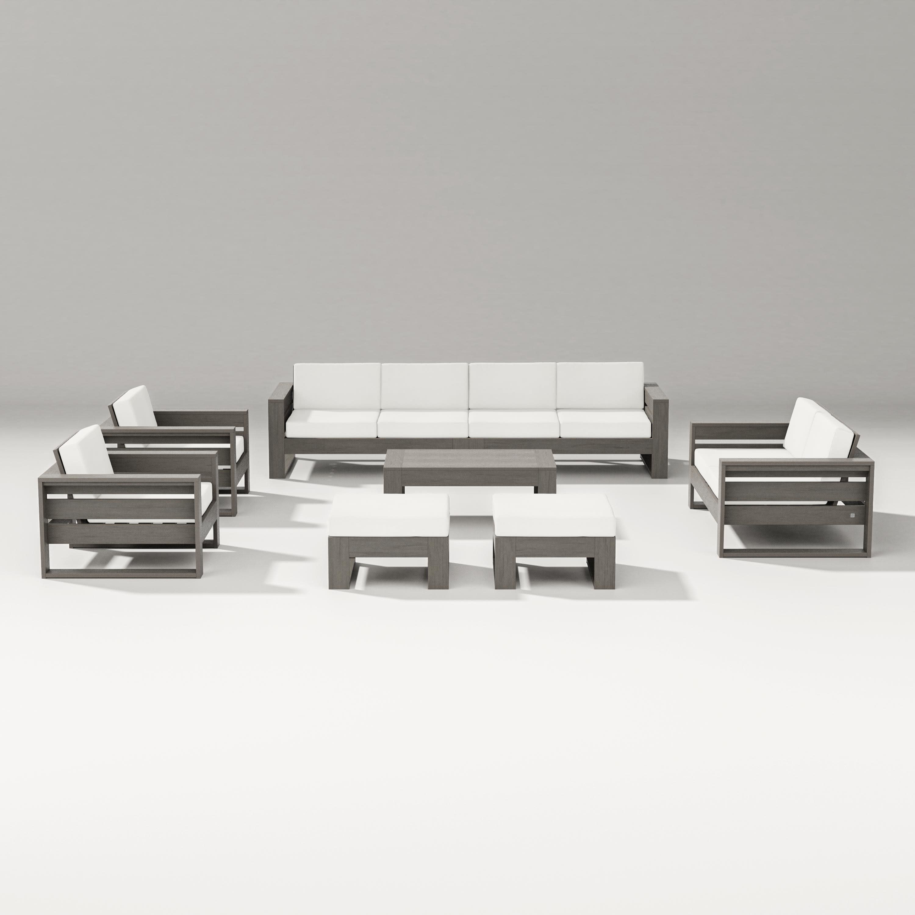 Latitude 8-Piece Lounge Sofa Set in Driftwood / Natural Linen