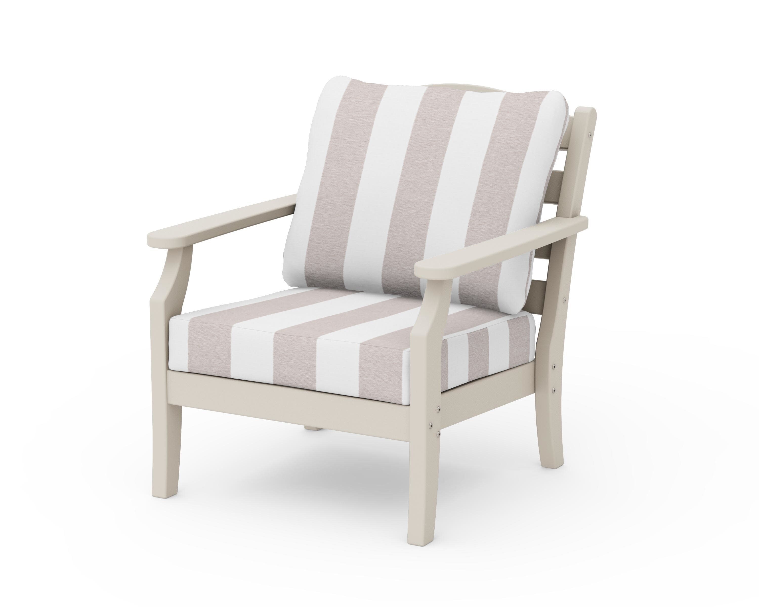 Savannah Deep Seating Chair in Sand / Cabana Stripe Dune Burlap