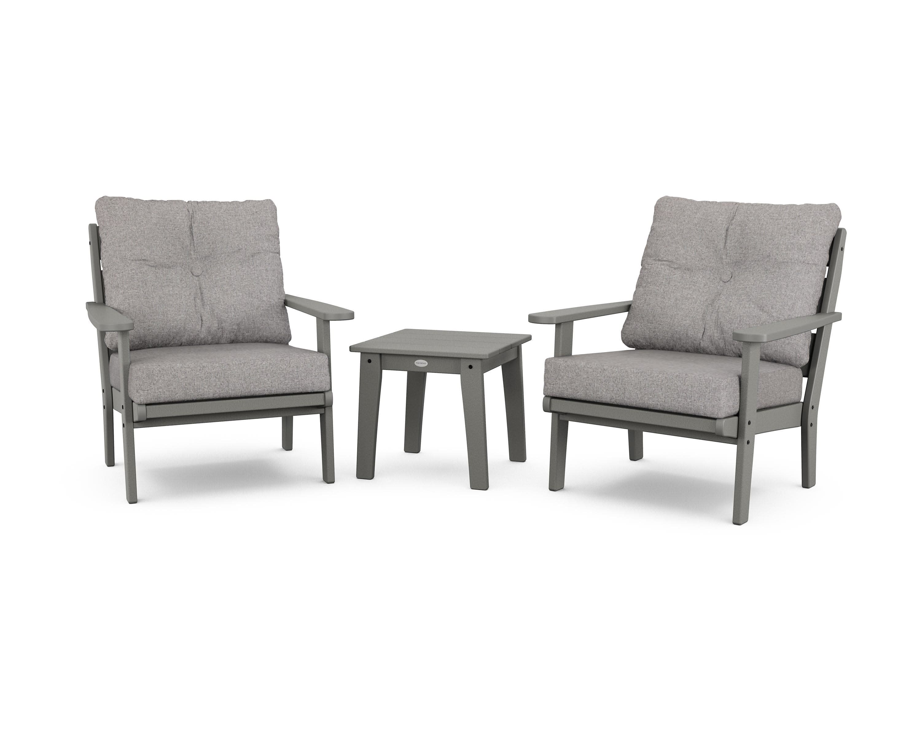 Lakeside 3-Piece Deep Seating Chair Set in Slate Grey / Grey Mist
