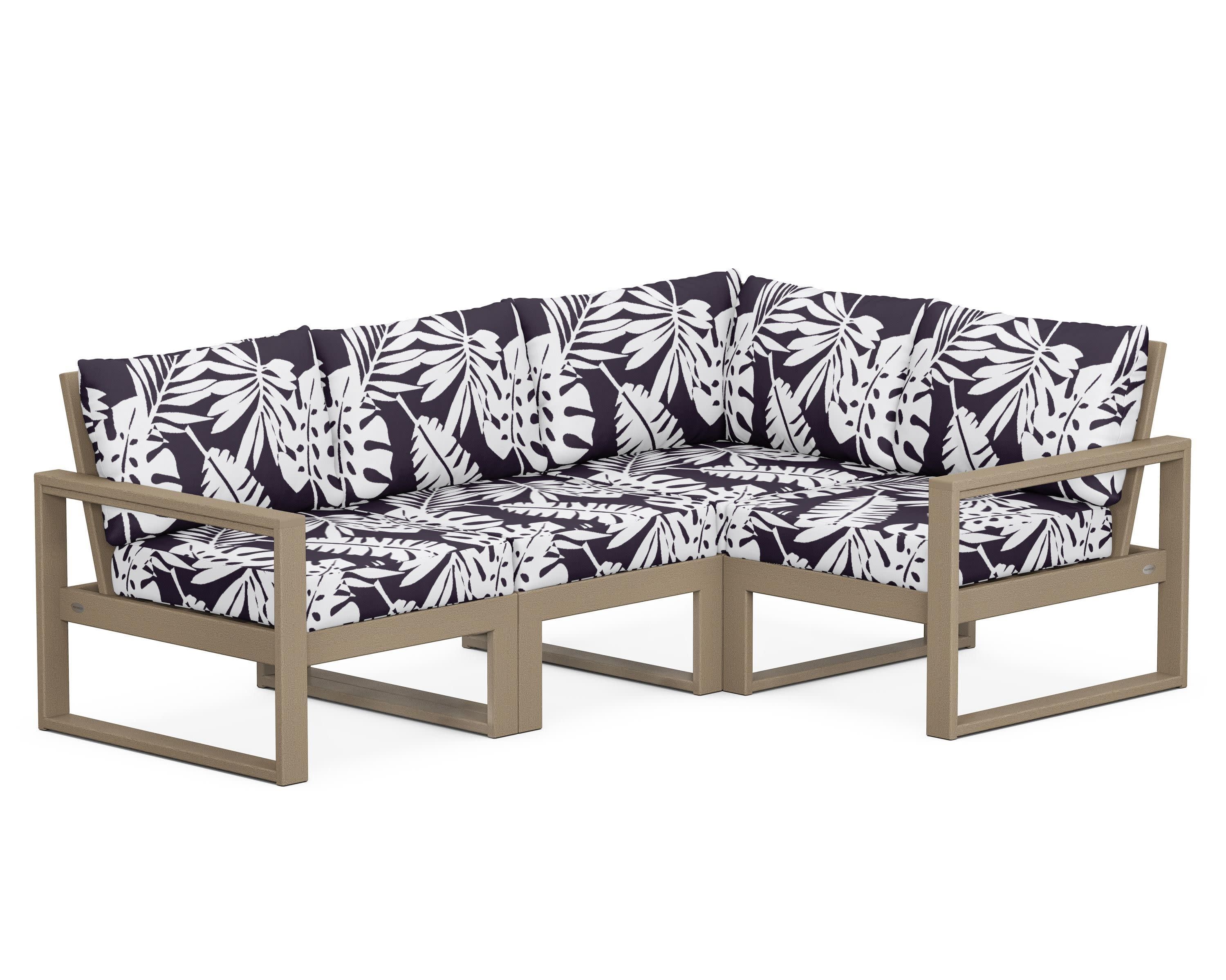 EDGE 4-Piece Modular Deep Seating Set in Vintage Sahara / Leaf Navy