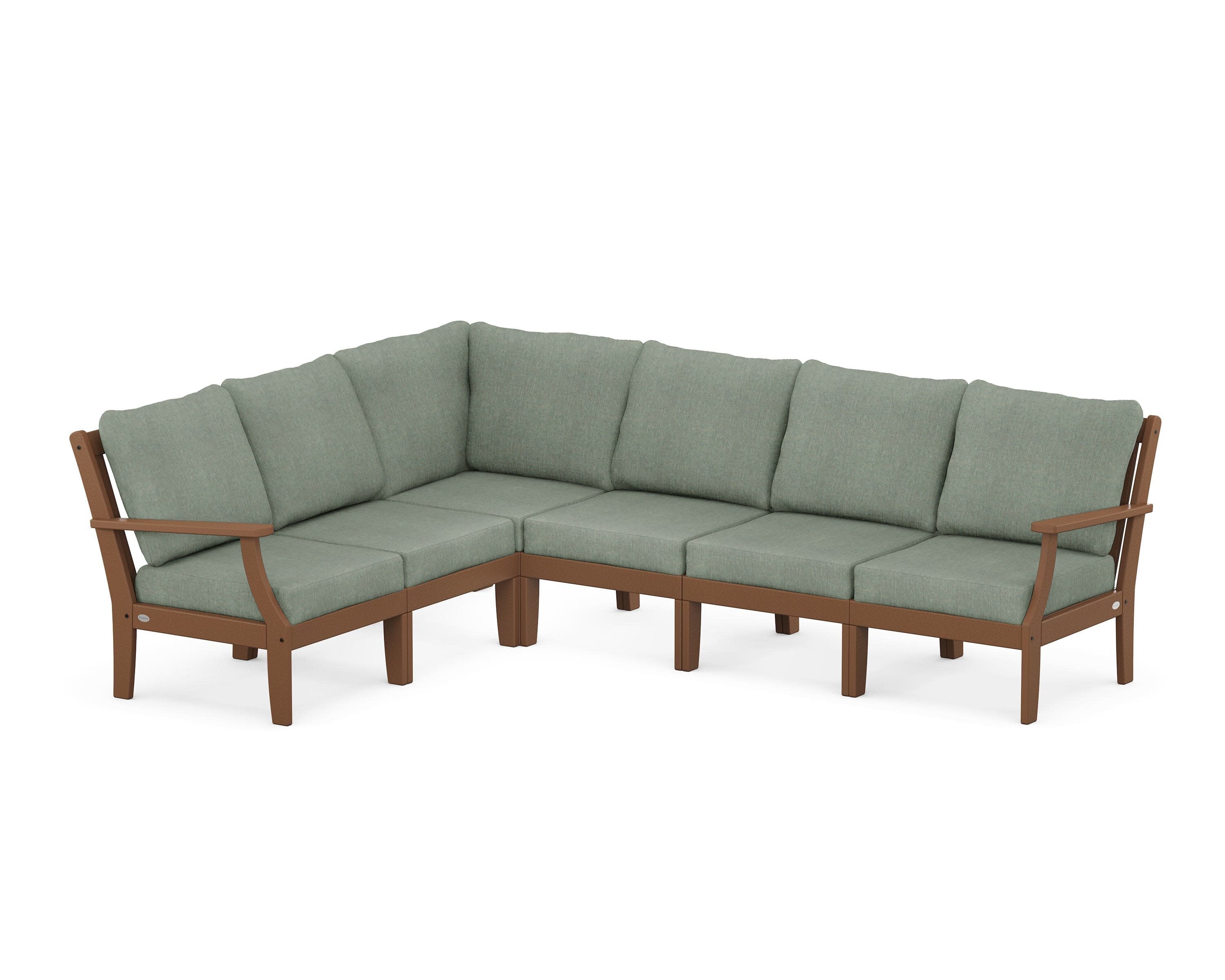 Braxton Modular 6-Piece Deep Seating Set in Teak / Cast Sage