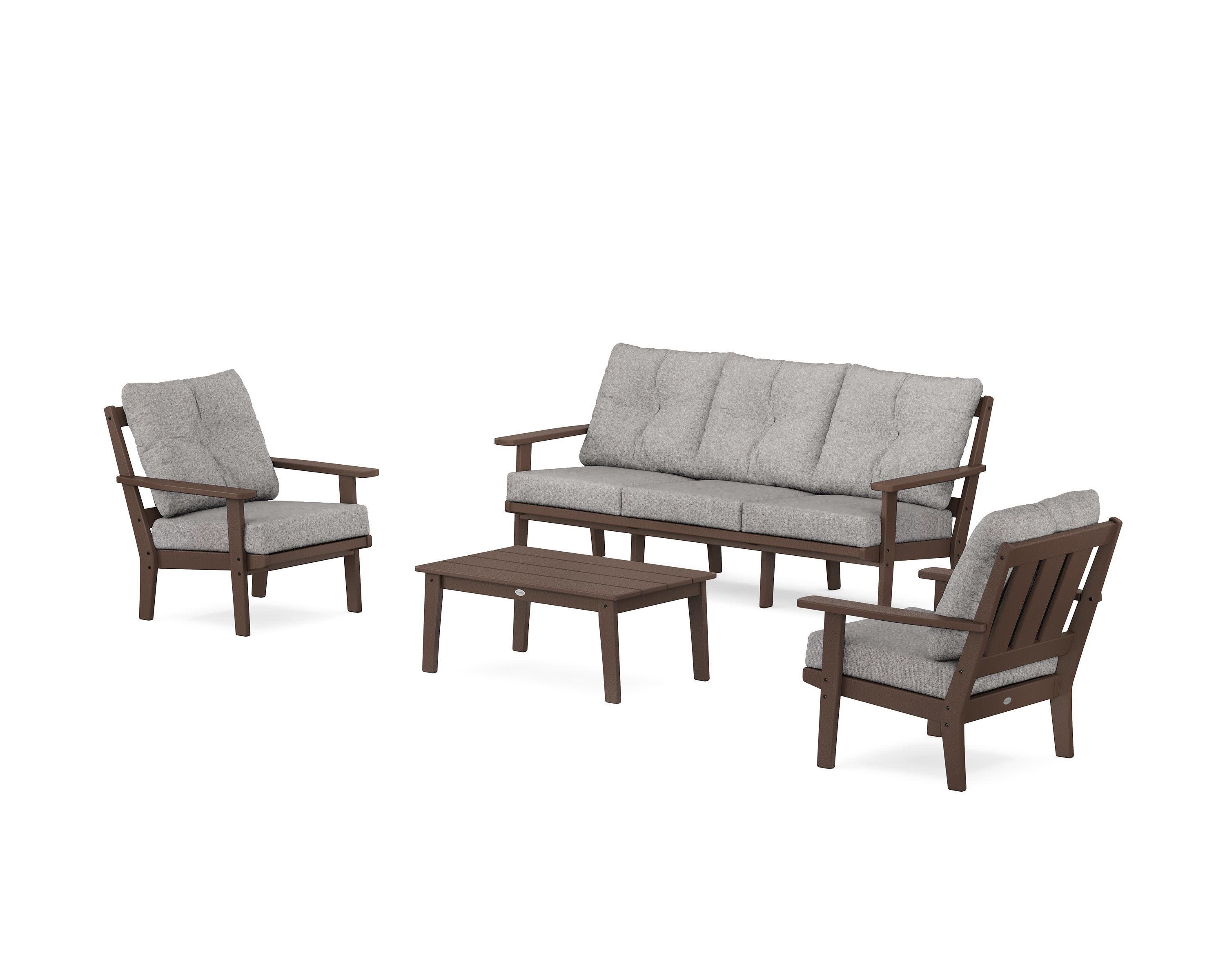 Oxford 4-Piece Deep Seating Set with Sofa in Mahogany / Grey Mist