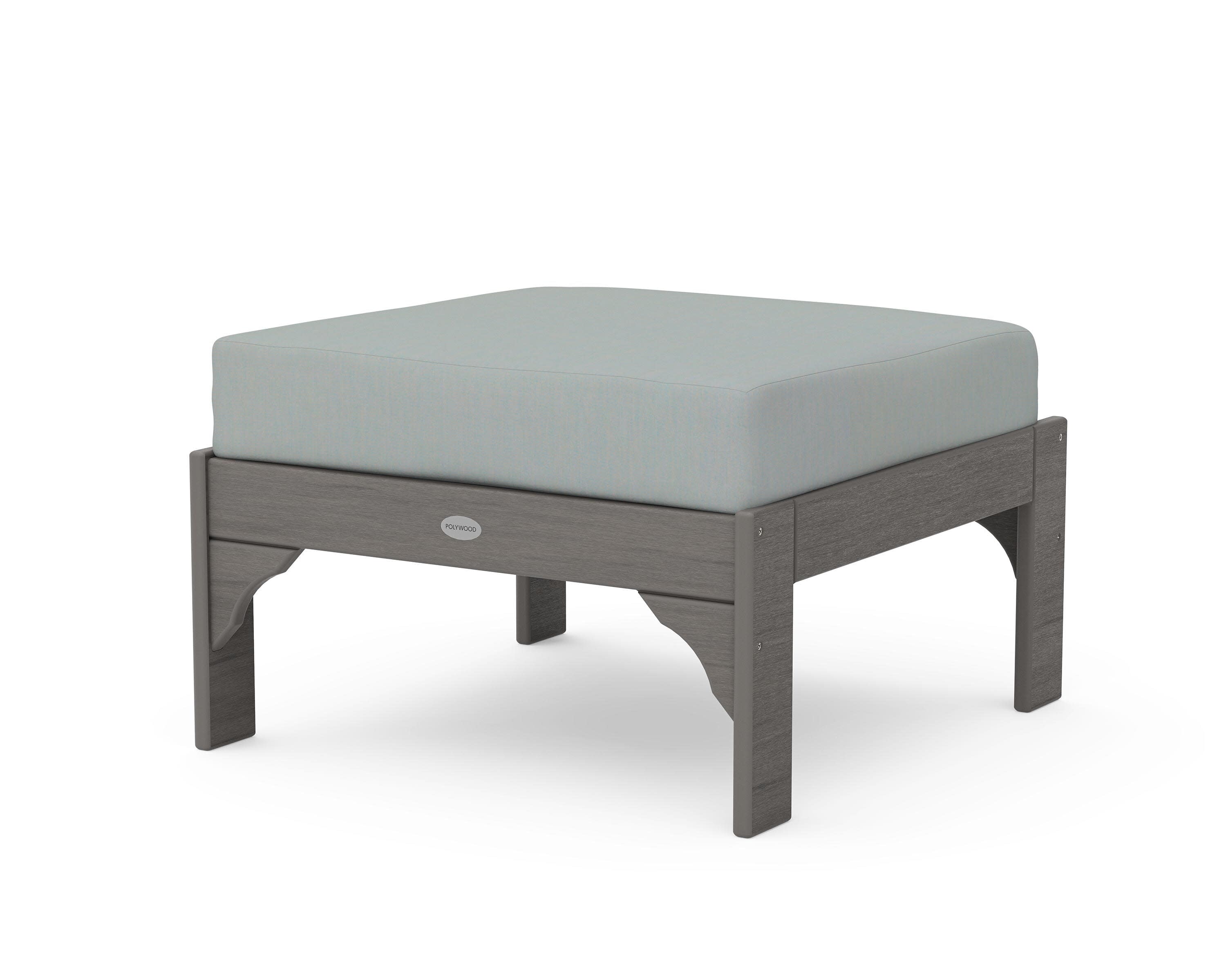 Vineyard Deep Seating Ottoman in Driftwood / Spa
