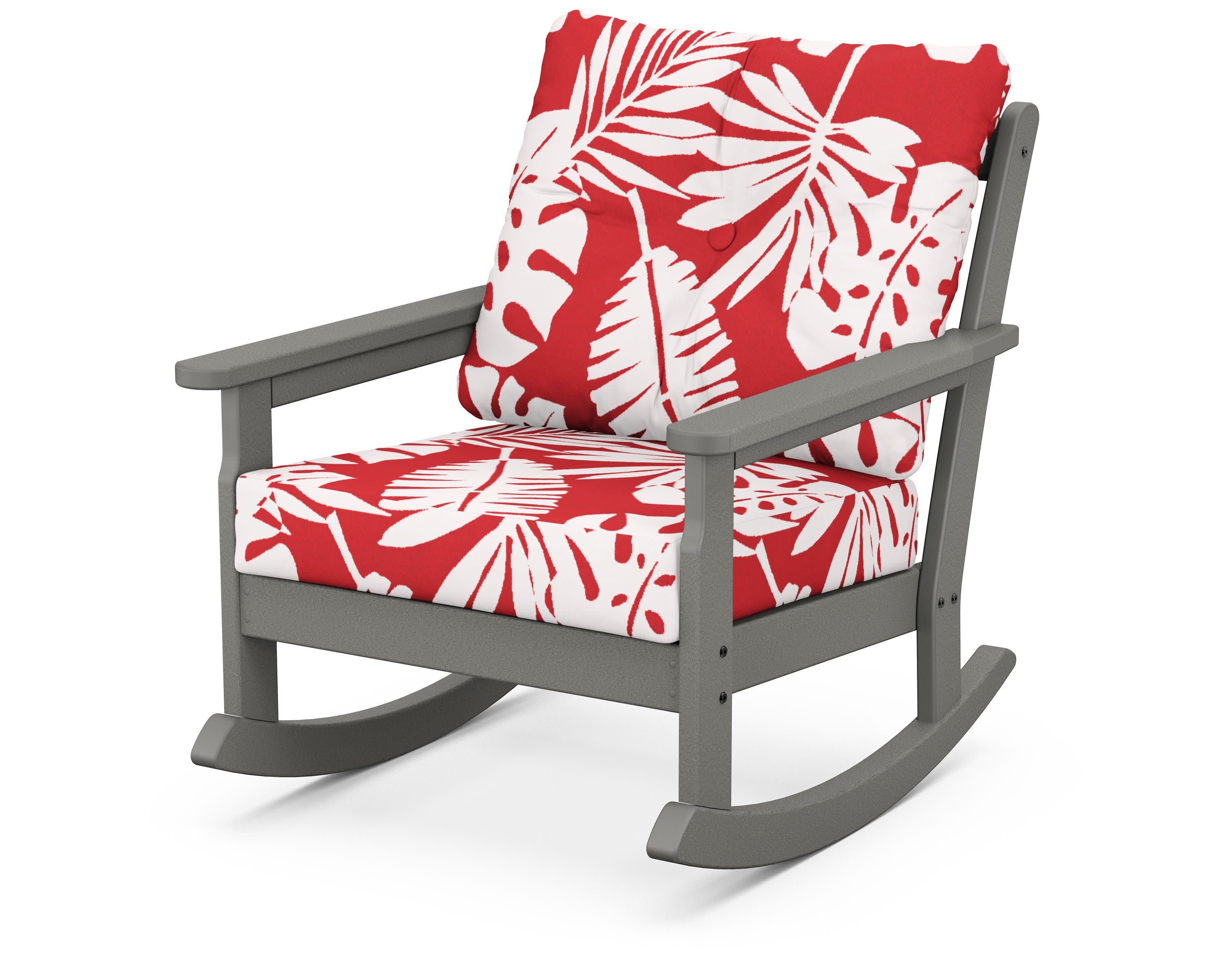 Vineyard Deep Seating Rocking Chair in Slate Grey / Leaf Crimson