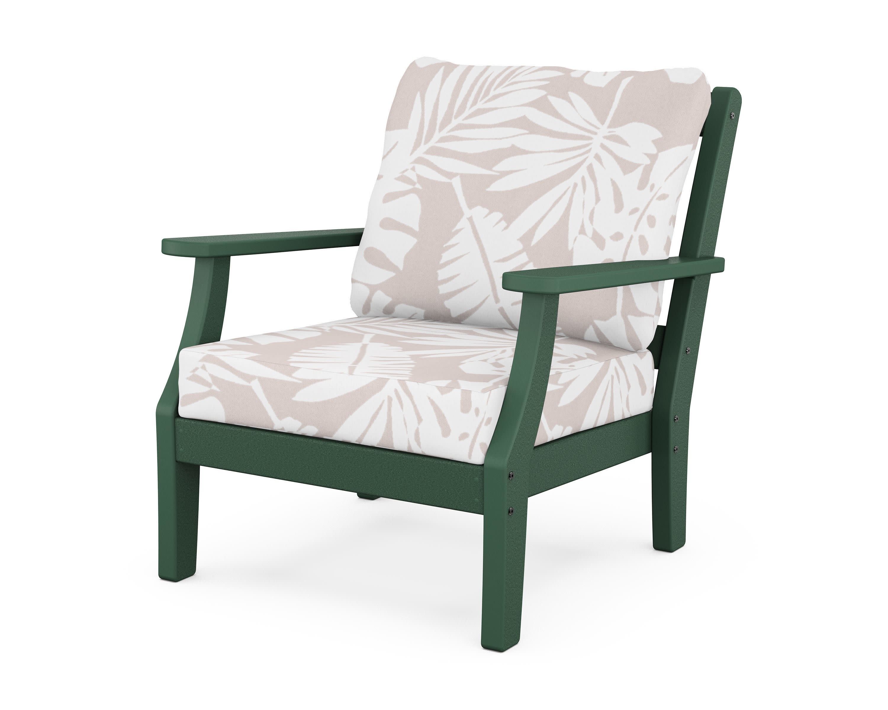 Chinoiserie Deep Seating Chair in Green / Leaf Dune Burlap