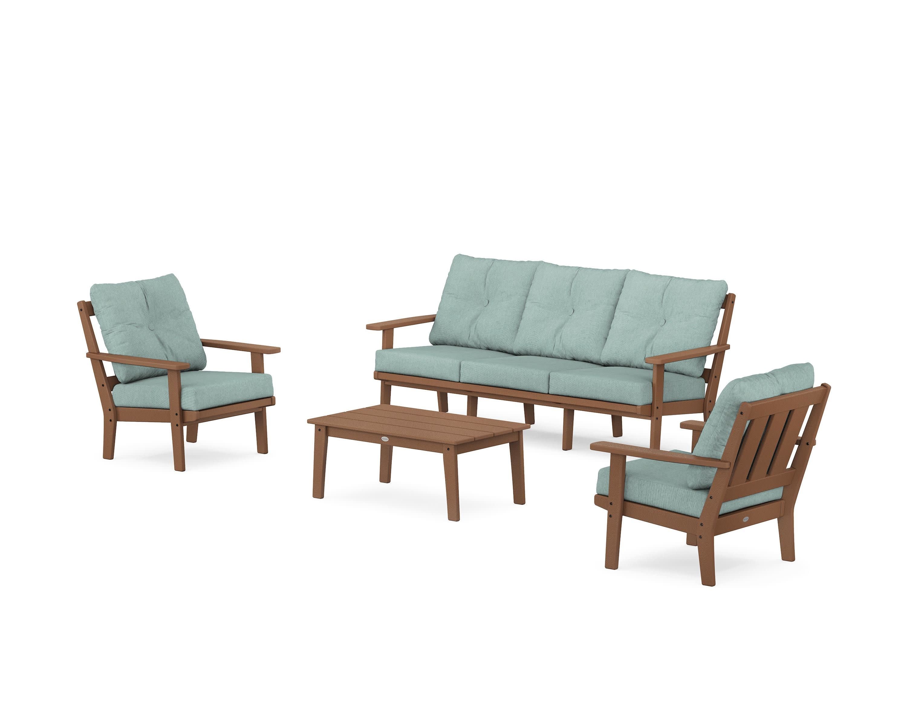 Oxford 4-Piece Deep Seating Set with Sofa in Teak / Glacier Spa