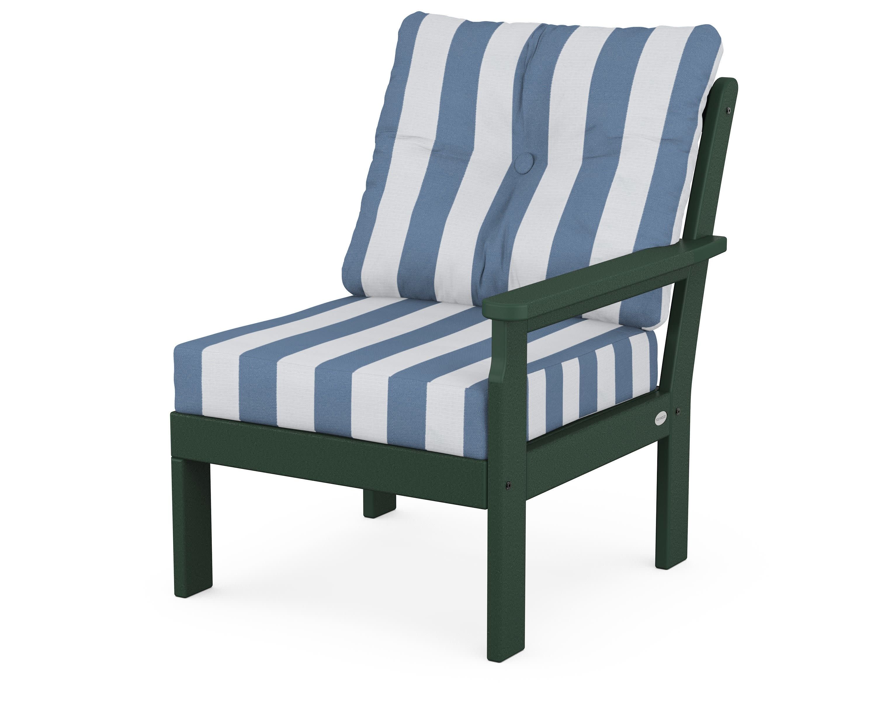 Vineyard Modular Right Arm Chair in Green / Cabana Stripe Sky Blue