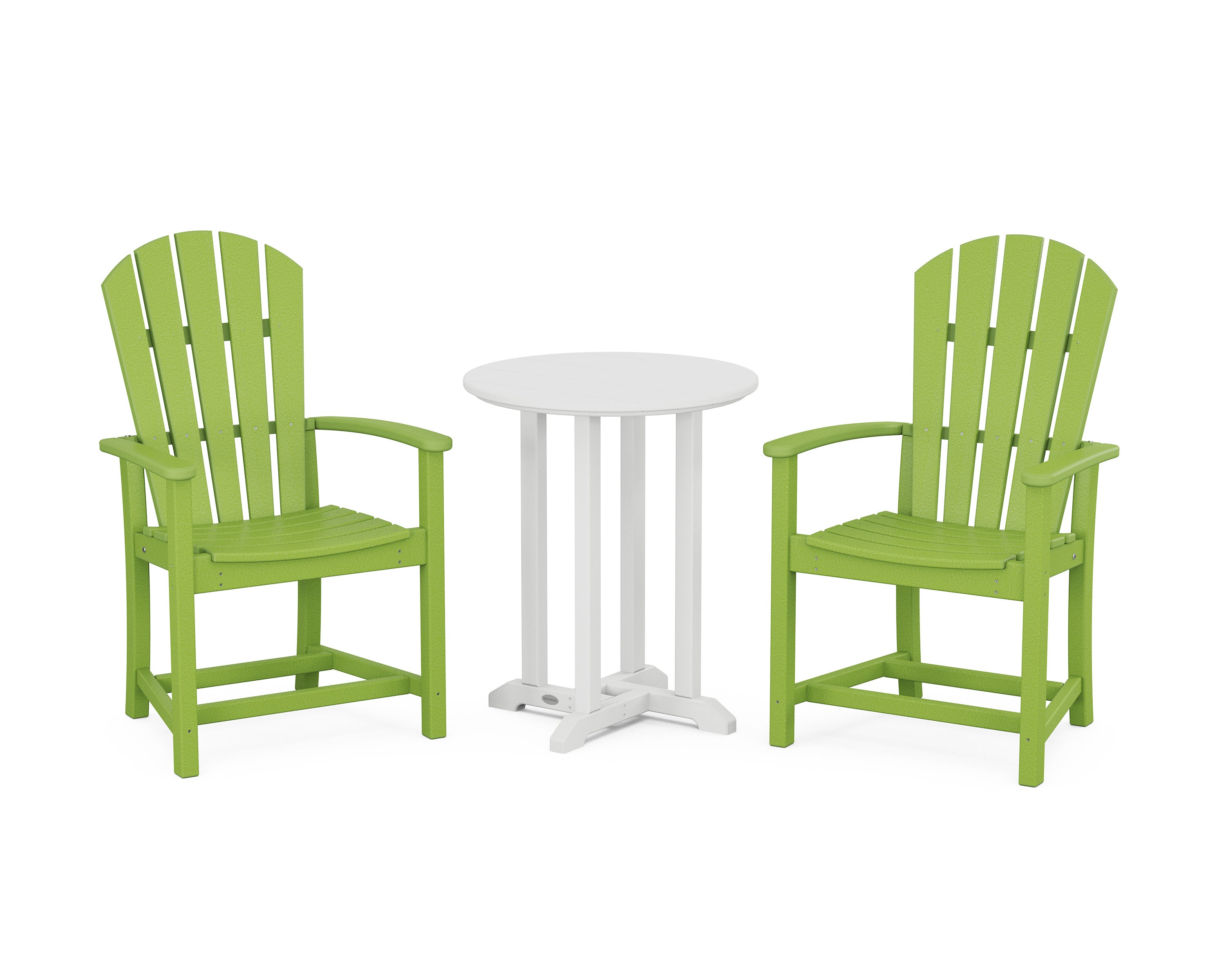 Palm Coast 3-Piece Round Farmhouse Bistro Dining Set in Lime / White