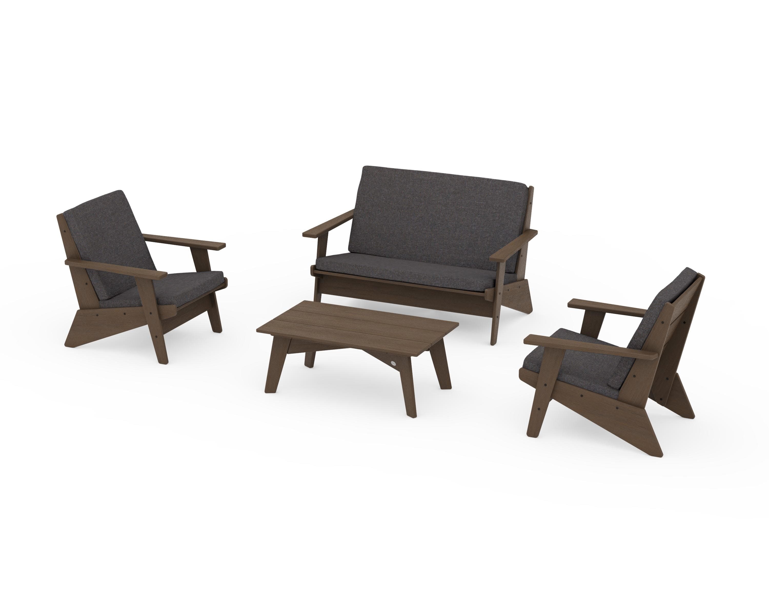Riviera Modern Lounge 4-Piece Set in Kona / Ash Charcoal