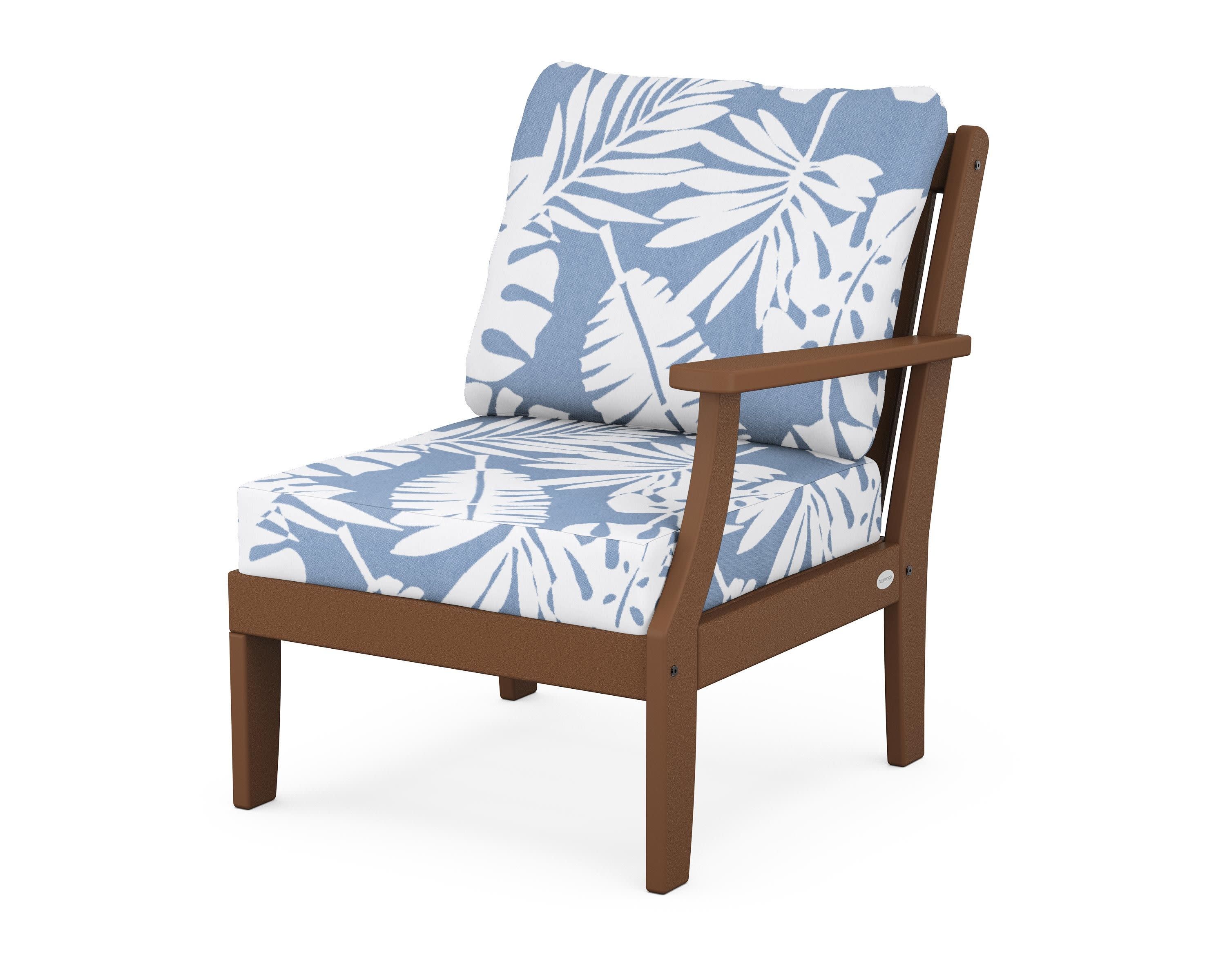 Braxton Modular Right Arm Chair in Teak / Leaf Sky Blue