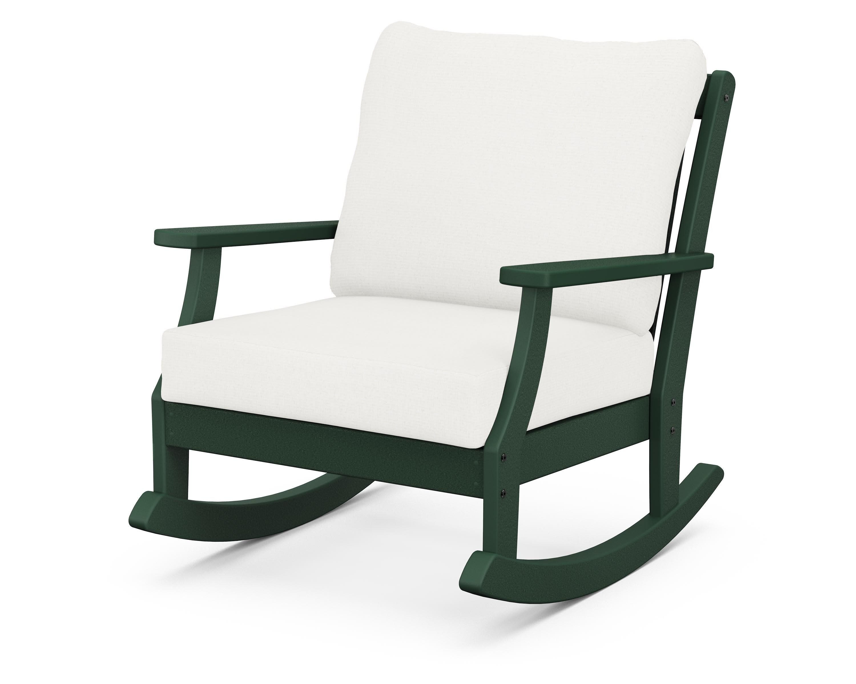 Braxton Deep Seating Rocking Chair in Green / Natural Linen