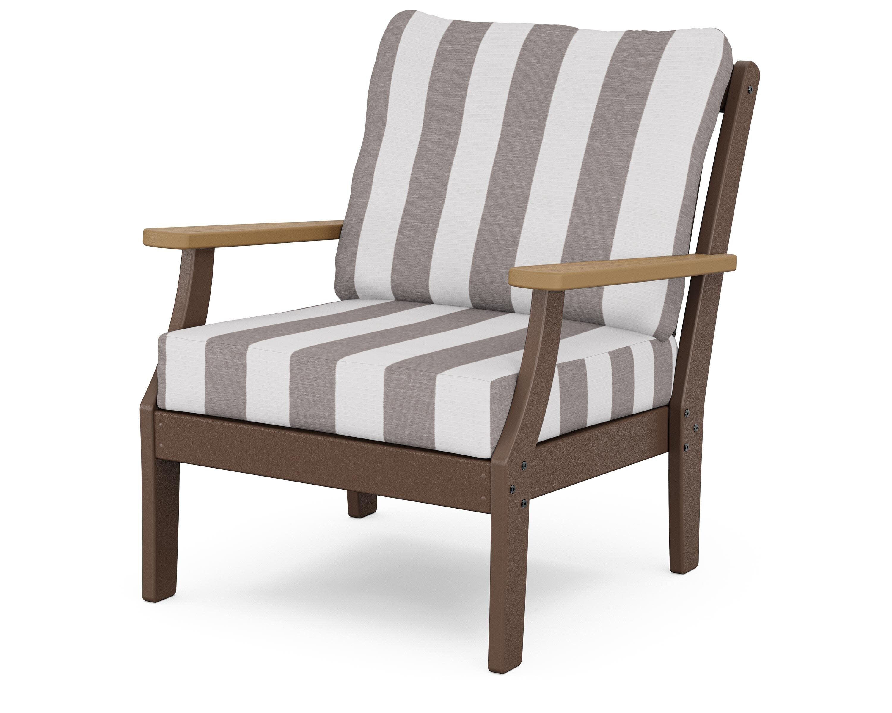 Braxton Deep Seating Chair in Mahogany / Natural / Cabana Stripe Grey Mist