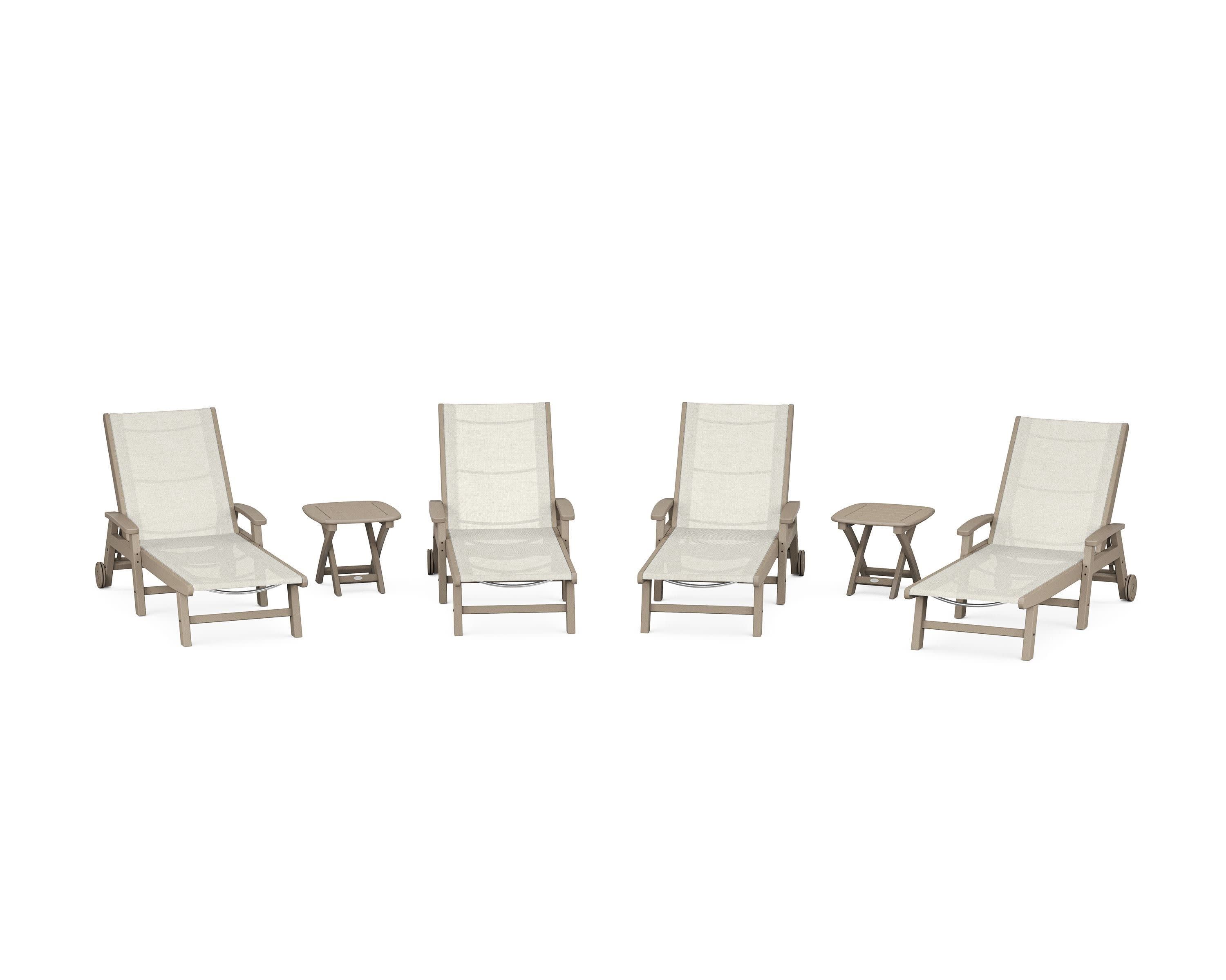 Coastal Chaise 6-Piece Set with Wheels in Vintage Sahara / Parchment Sling
