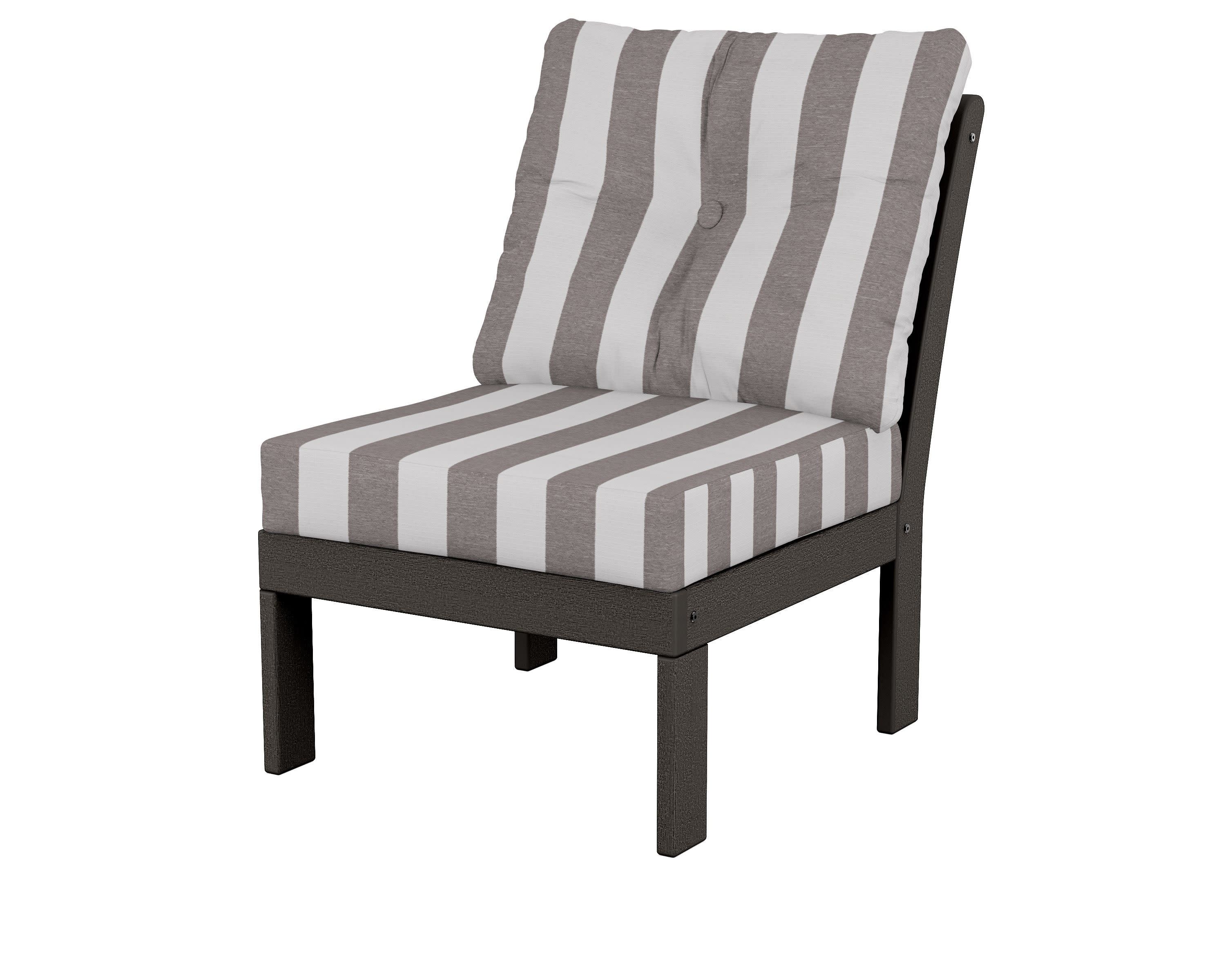 Vineyard Modular Armless Chair in Vintage Coffee / Cabana Stripe Grey Mist