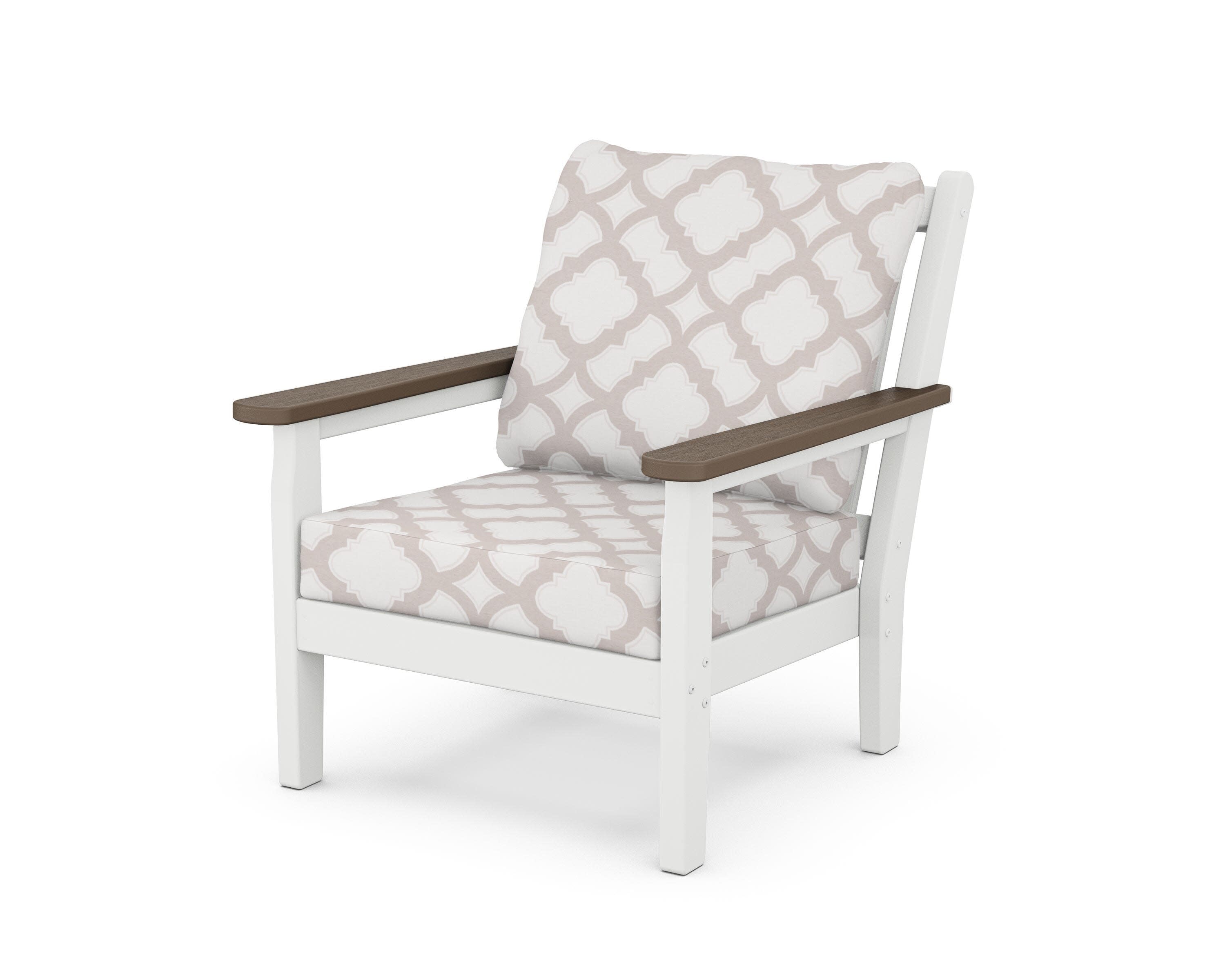 Chippendale Deep Seating Chair in White / Kona / Trellis Dune Burlap