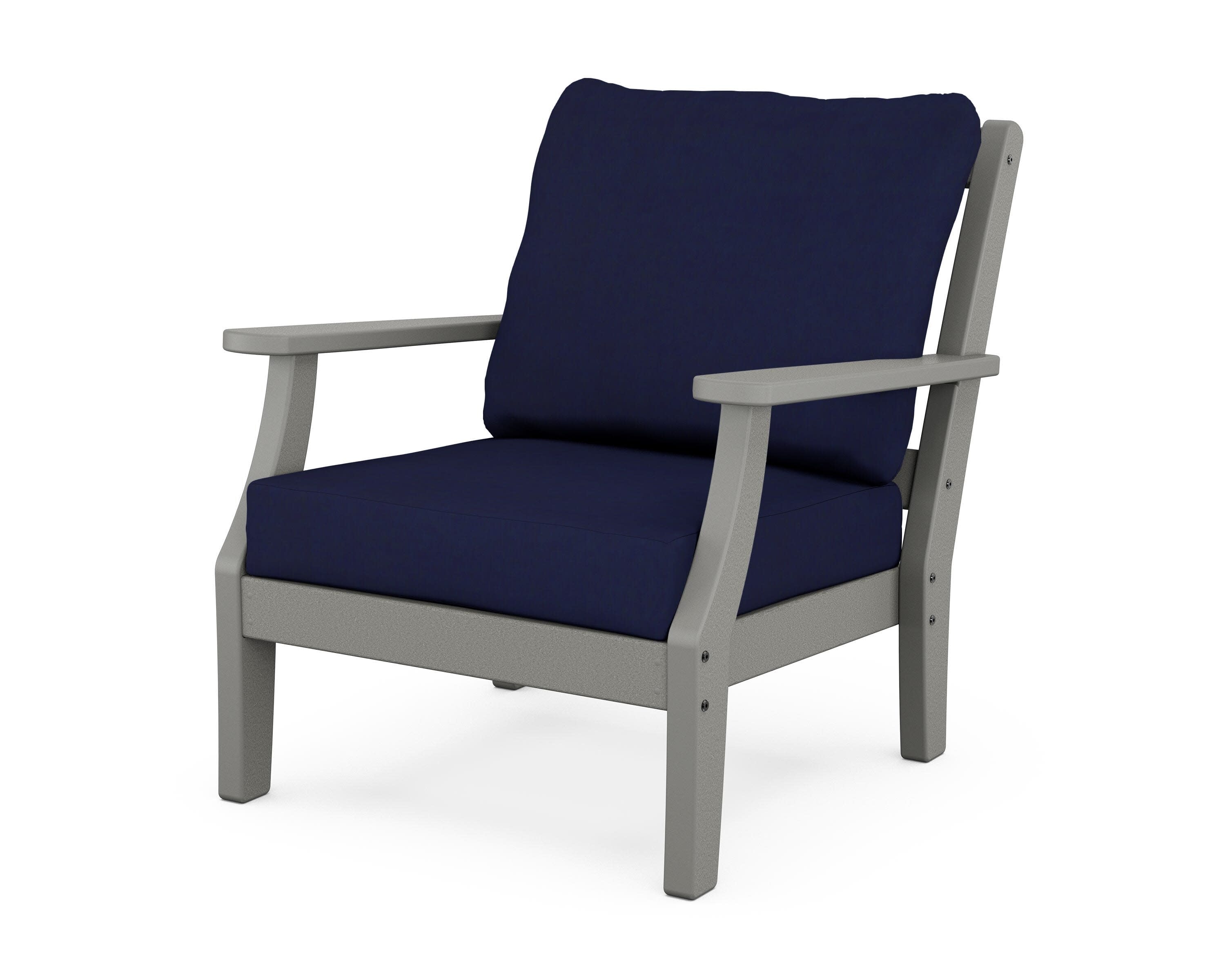 Chinoiserie Deep Seating Chair in Slate Grey / Navy