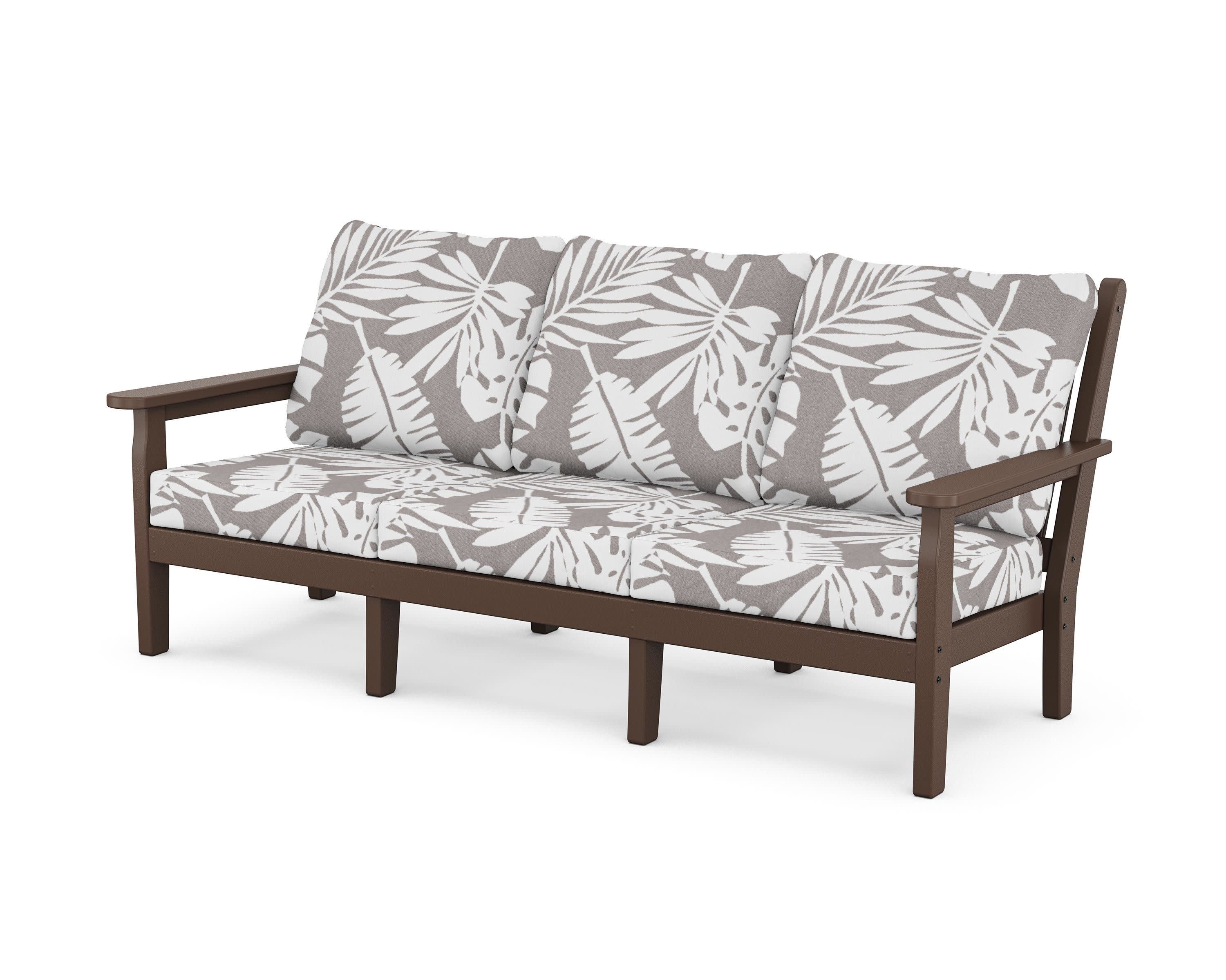Chippendale Deep Seating Sofa in Mahogany / Leaf Grey Mist