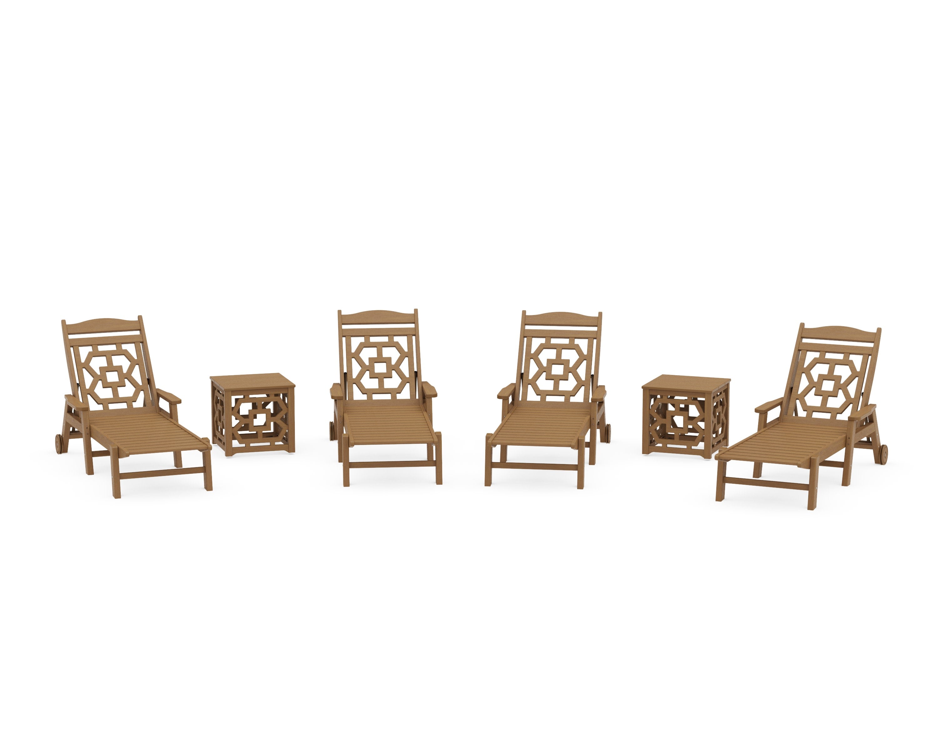 Chinoiserie 6-Piece Chaise Set in Natural