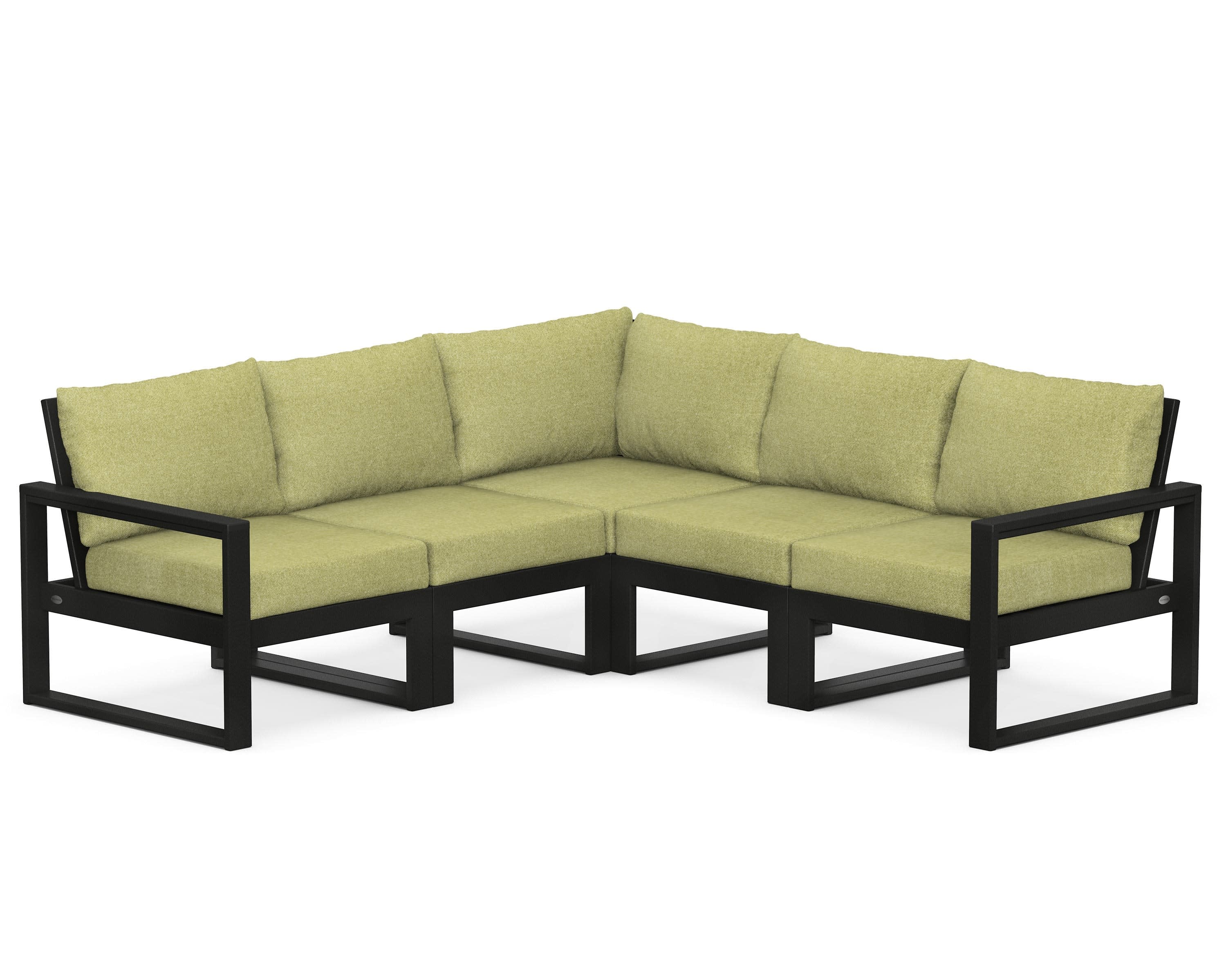 EDGE 5-Piece Modular Deep Seating Set in Black / Chartreuse Boucle