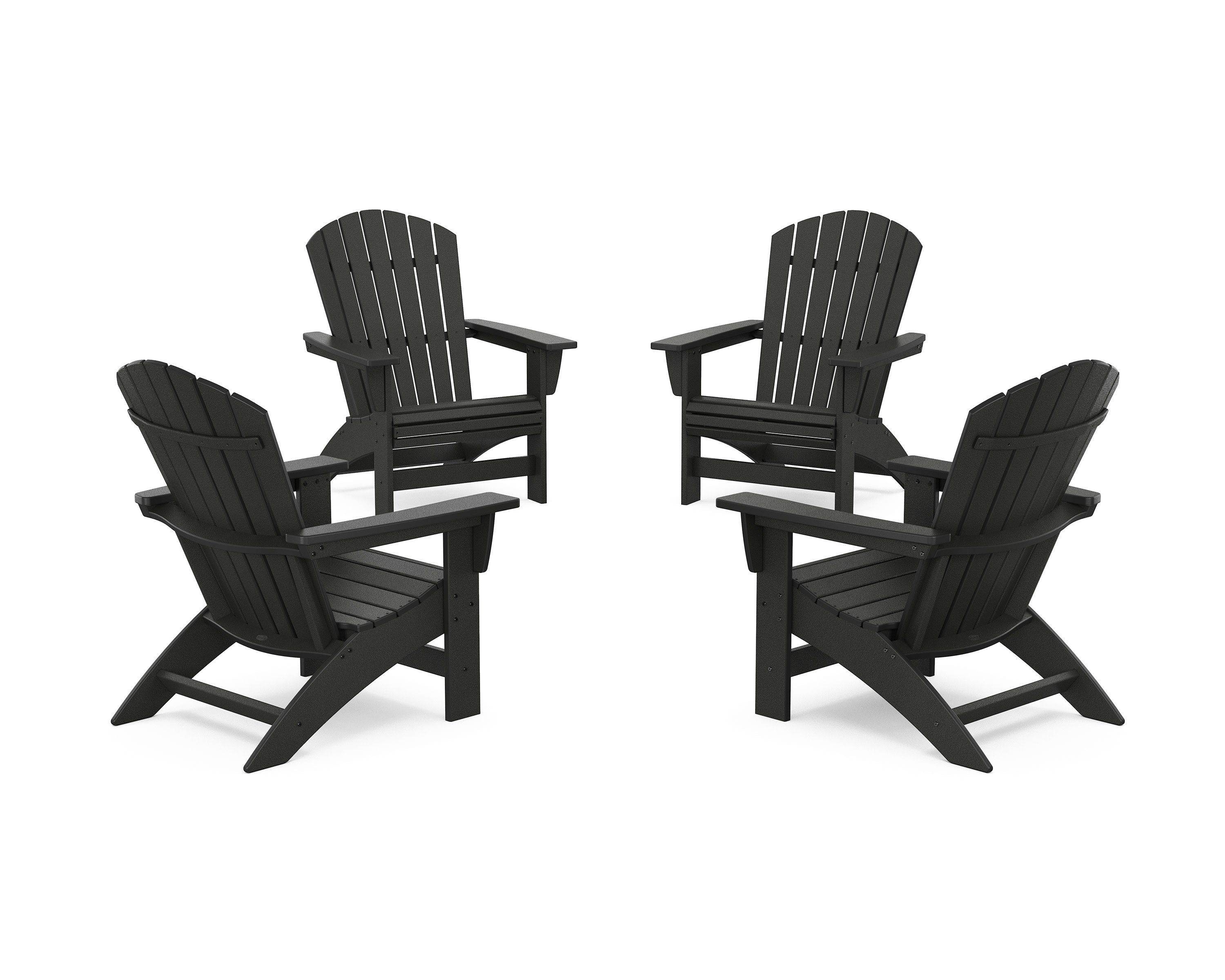 4-Piece Nautical Grand Adirondack Chair Conversation Set in Black