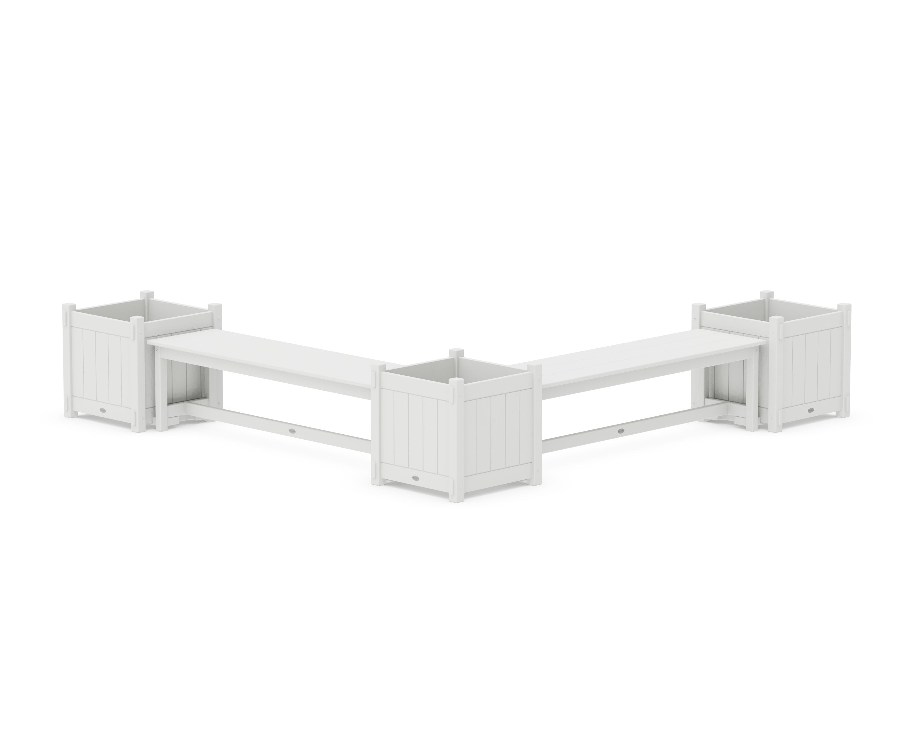 60" Vineyard L- Shaped Planter Bench Corner Set - Large in White