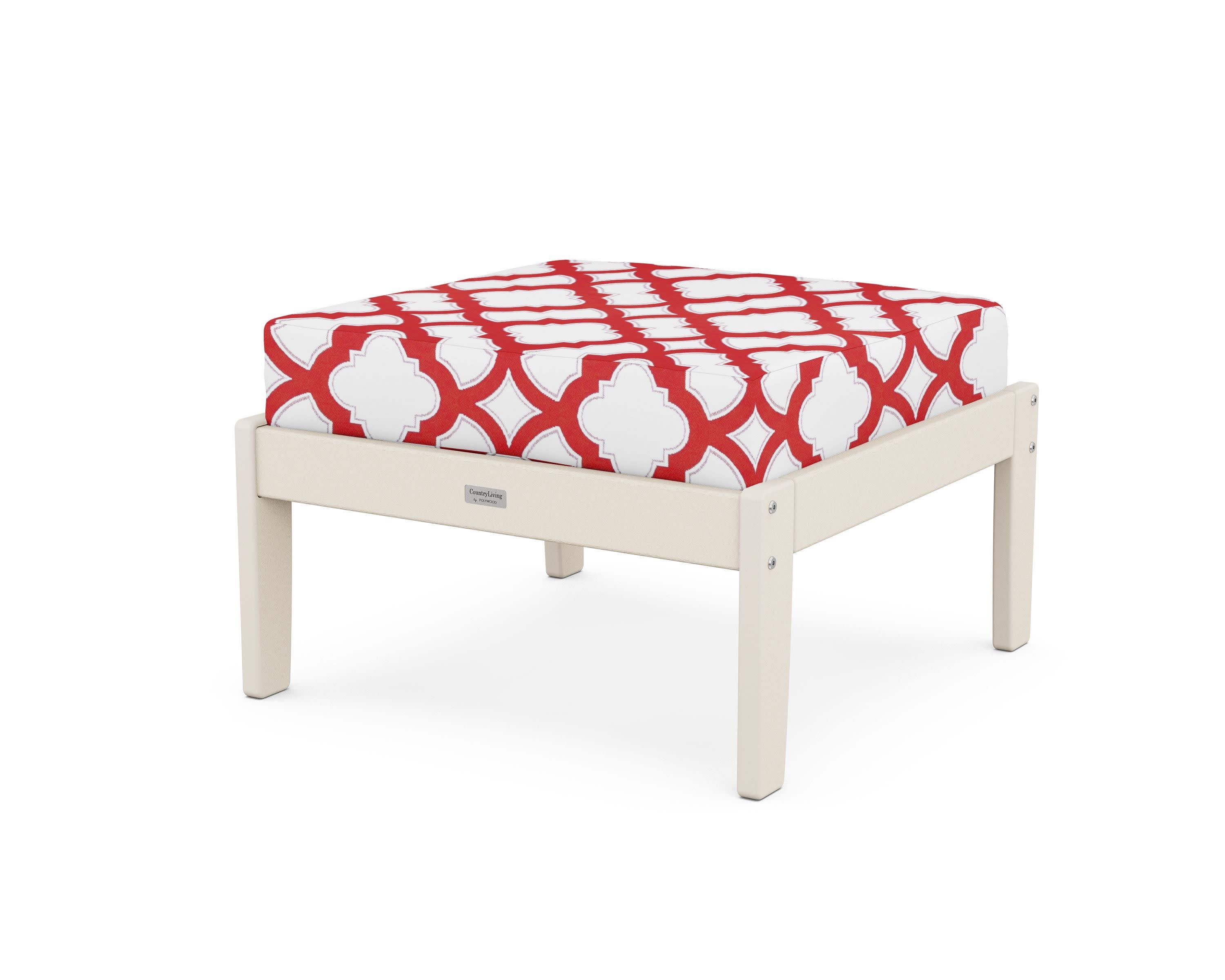 Cottage Deep Seating Ottoman in Sand / Trellis Crimson