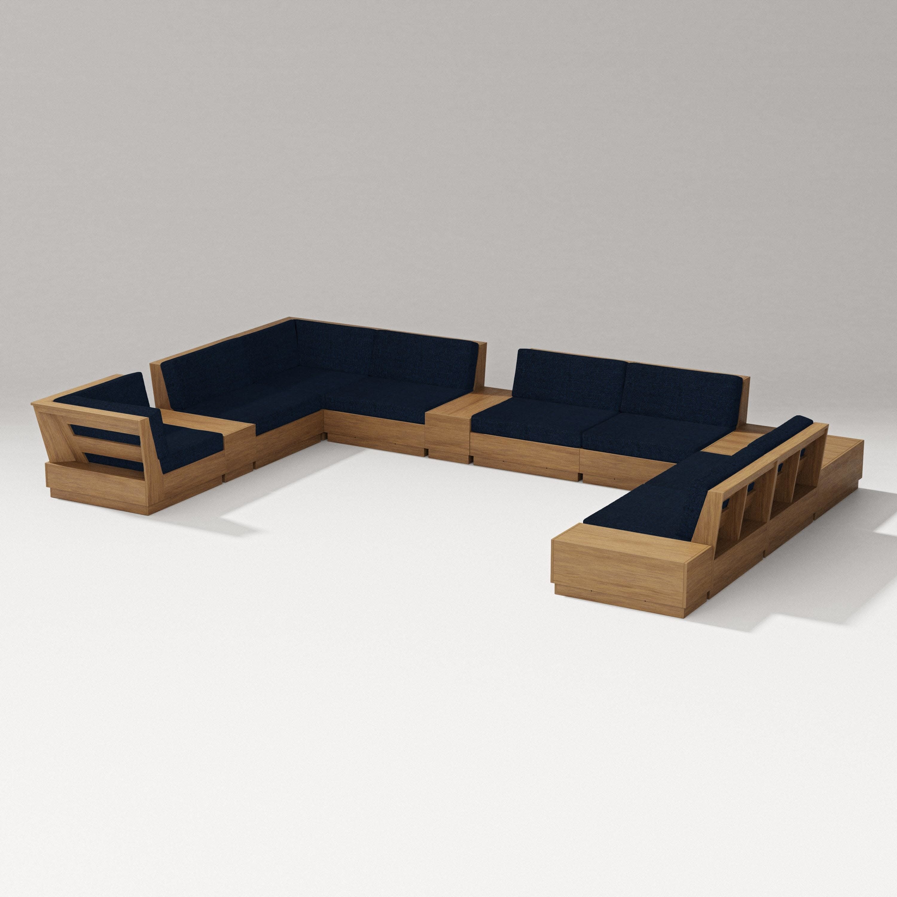 Elevate 12-Piece Conversation Sectional Set in Natural / Marine Indigo
