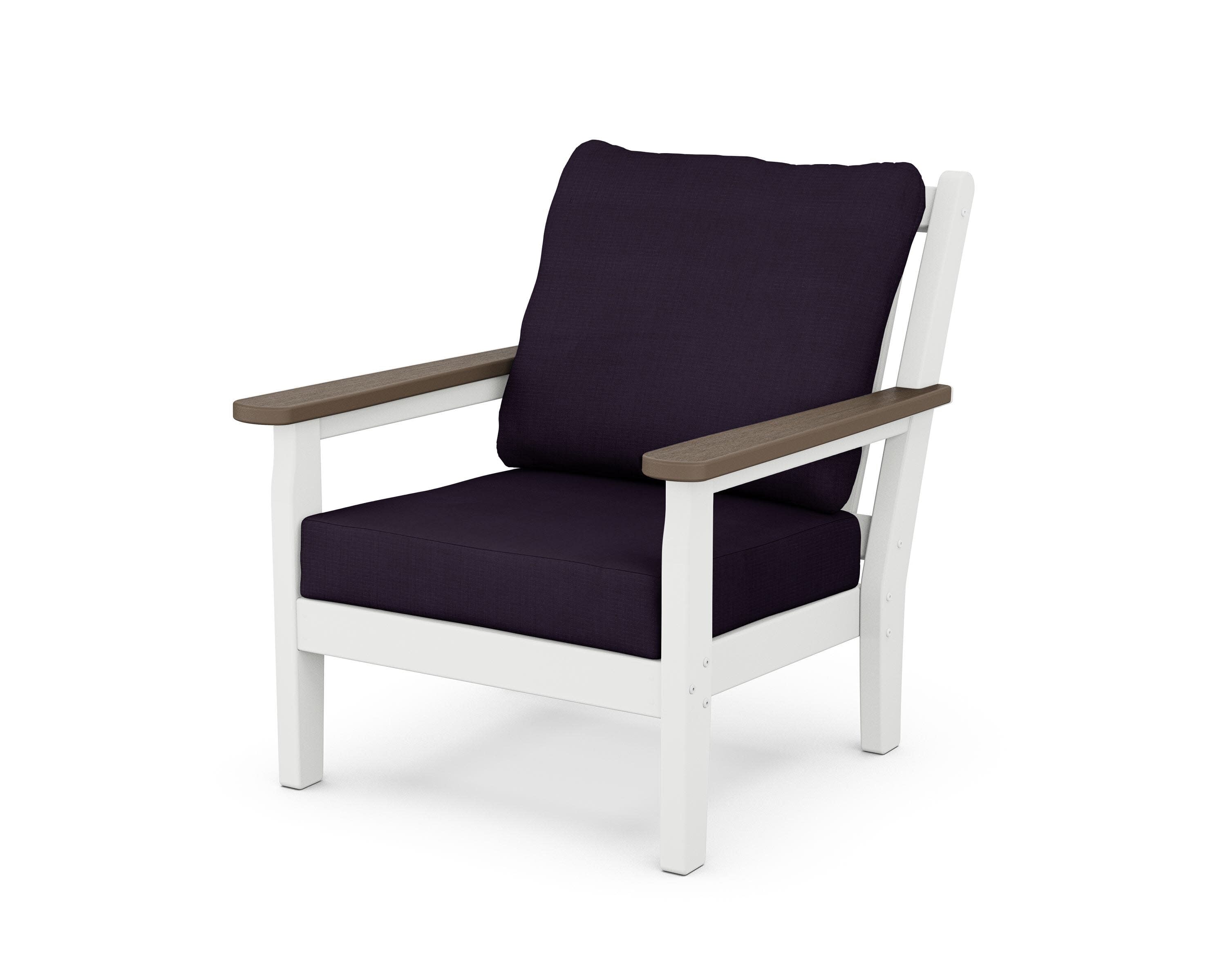 Chippendale Deep Seating Chair in White / Kona / Navy Linen