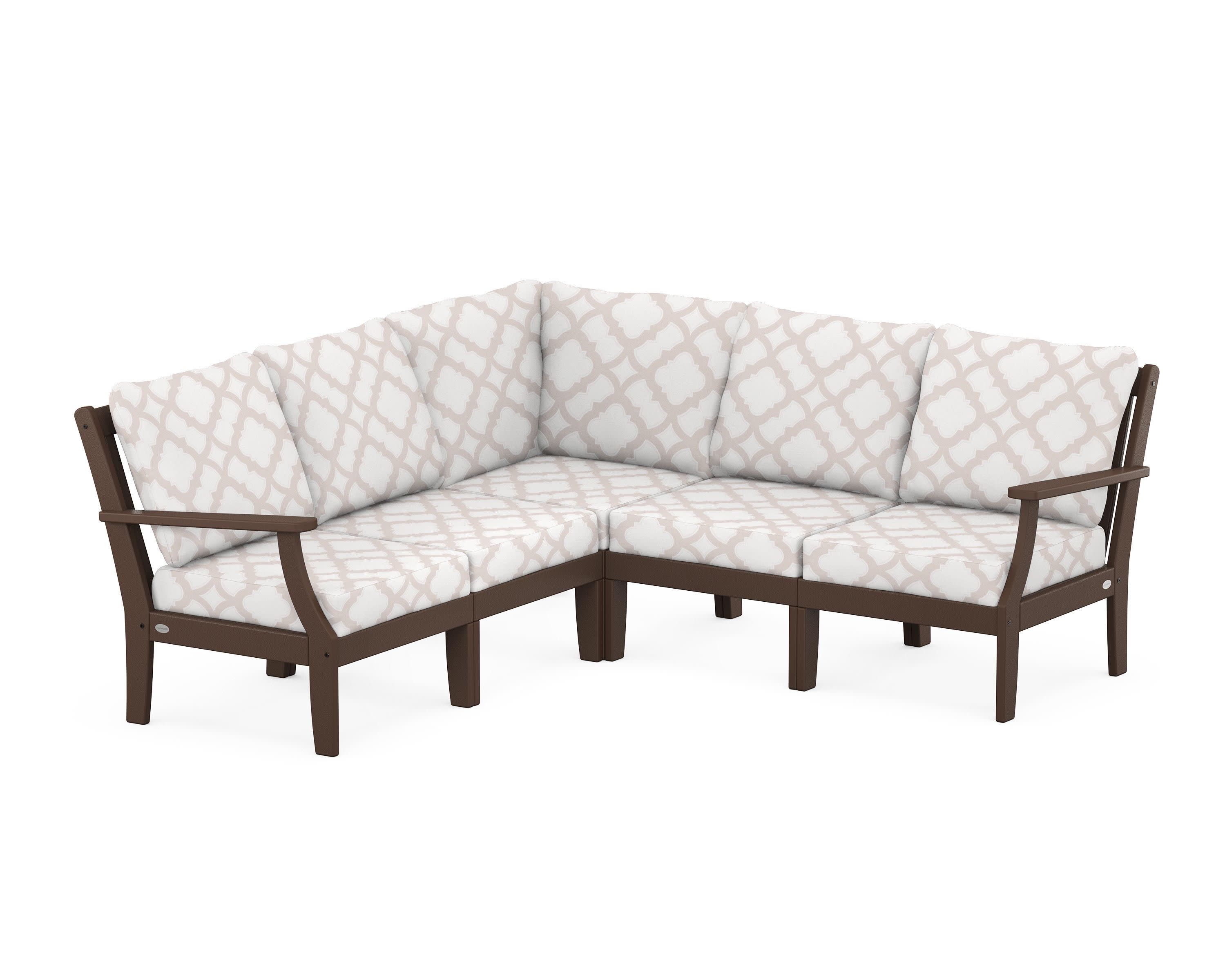 Braxton Modular 5-Piece Deep Seating Set in Mahogany / Trellis Dune Burlap