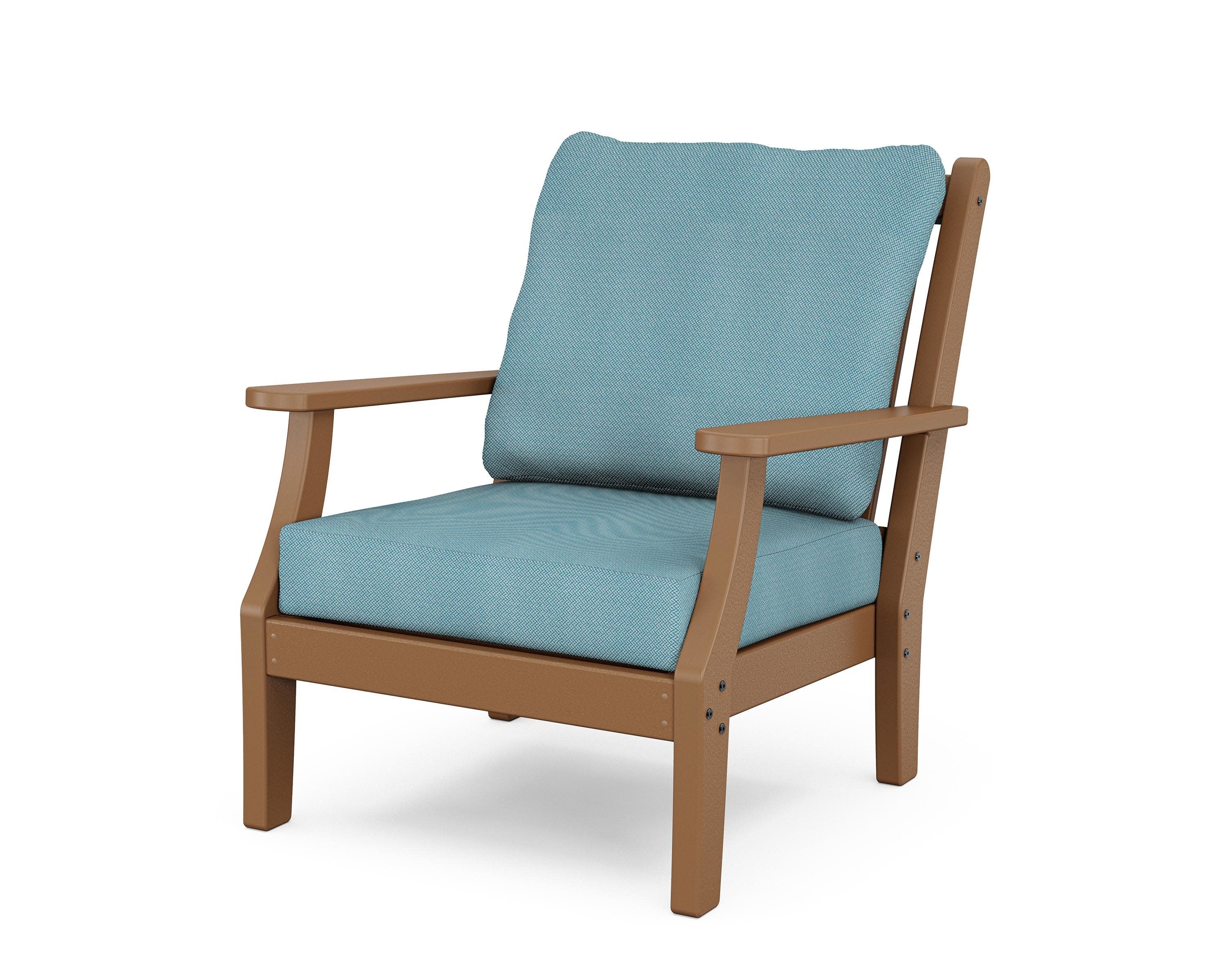 Wovendale Deep Seating Chair in Teak / Lattice Sky Blue