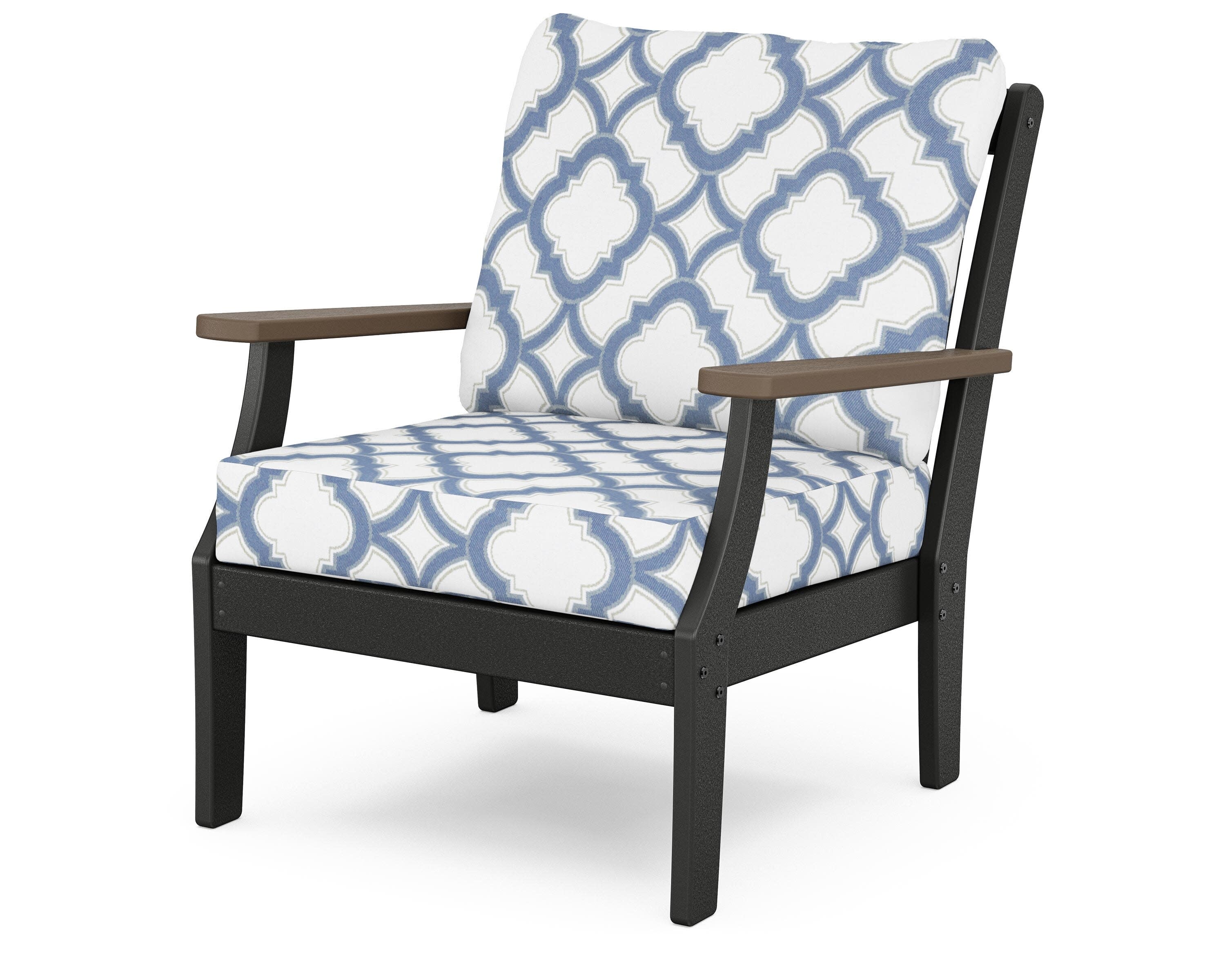 Braxton Deep Seating Chair in Black / Kona / Trellis Sky Blue