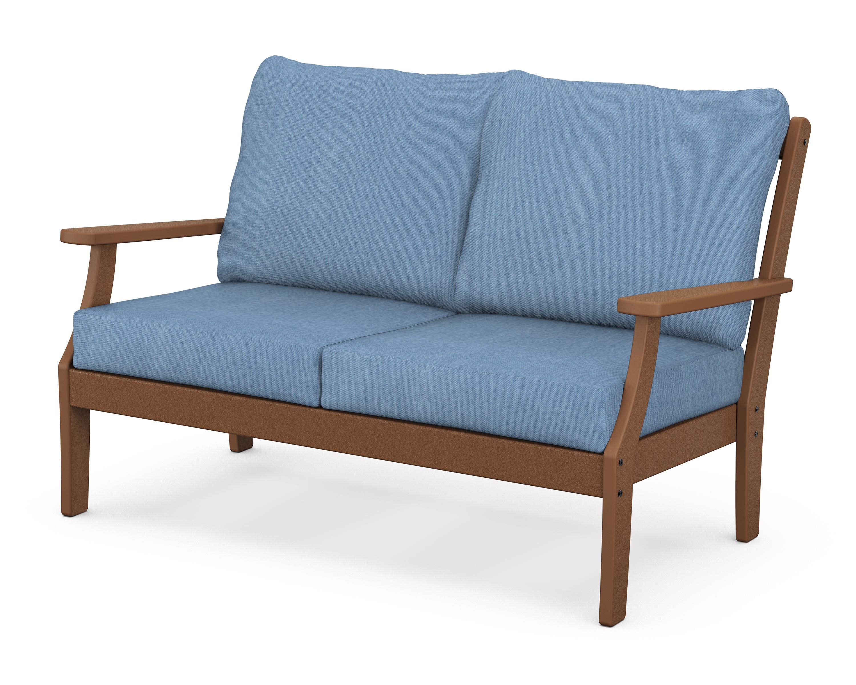 Braxton Deep Seating Loveseat in Teak / Sky Blue